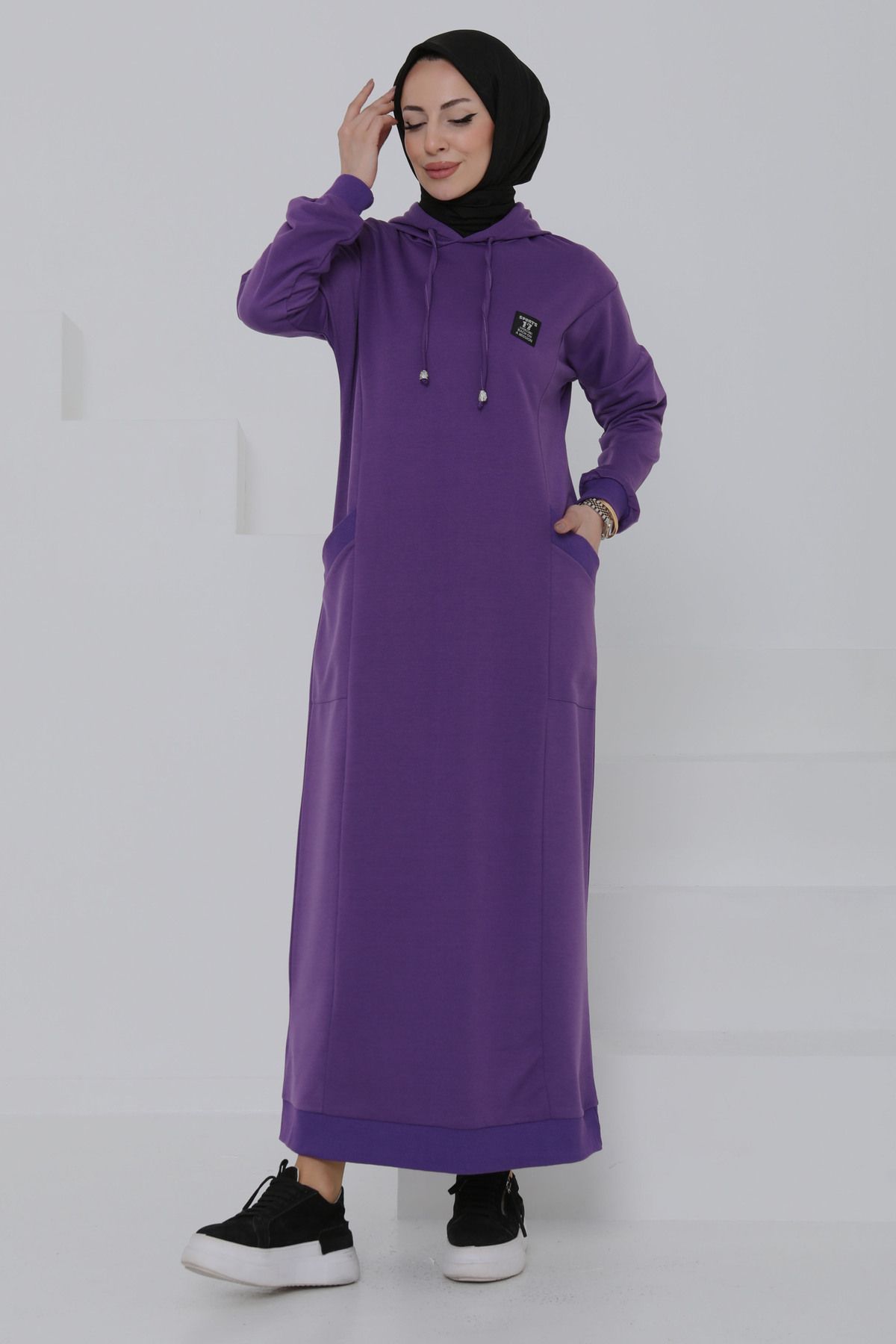 TOFİSA Cepli Armalı Elbise Mor - 27048