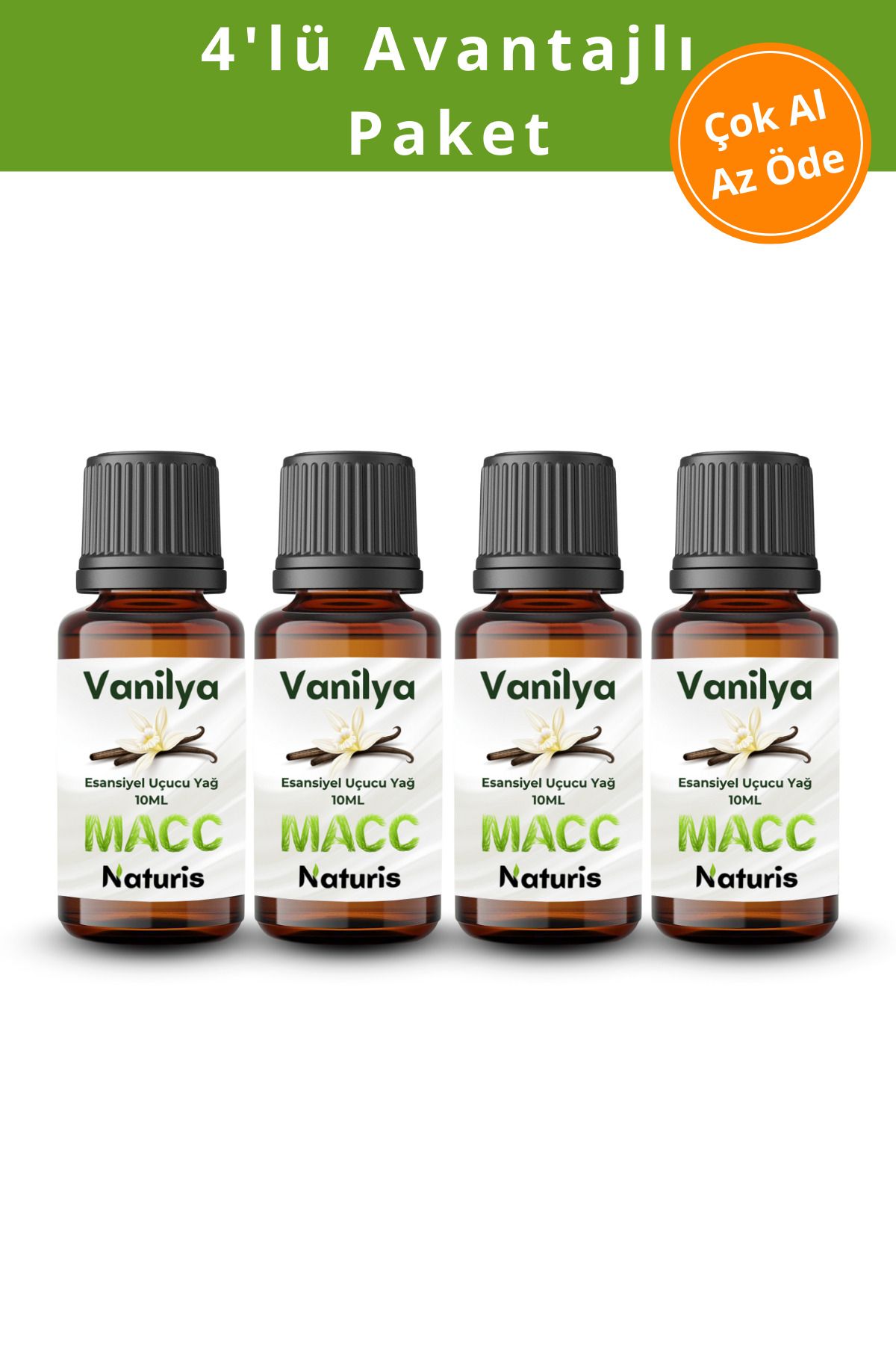 MACC Naturis 4x Favori Seti Esansiyel Uçucu Yağ, Buhurdanlık Yağı, Difüzör Esansı,Oda Kokusu,Çamaşır Yün Topu10ml