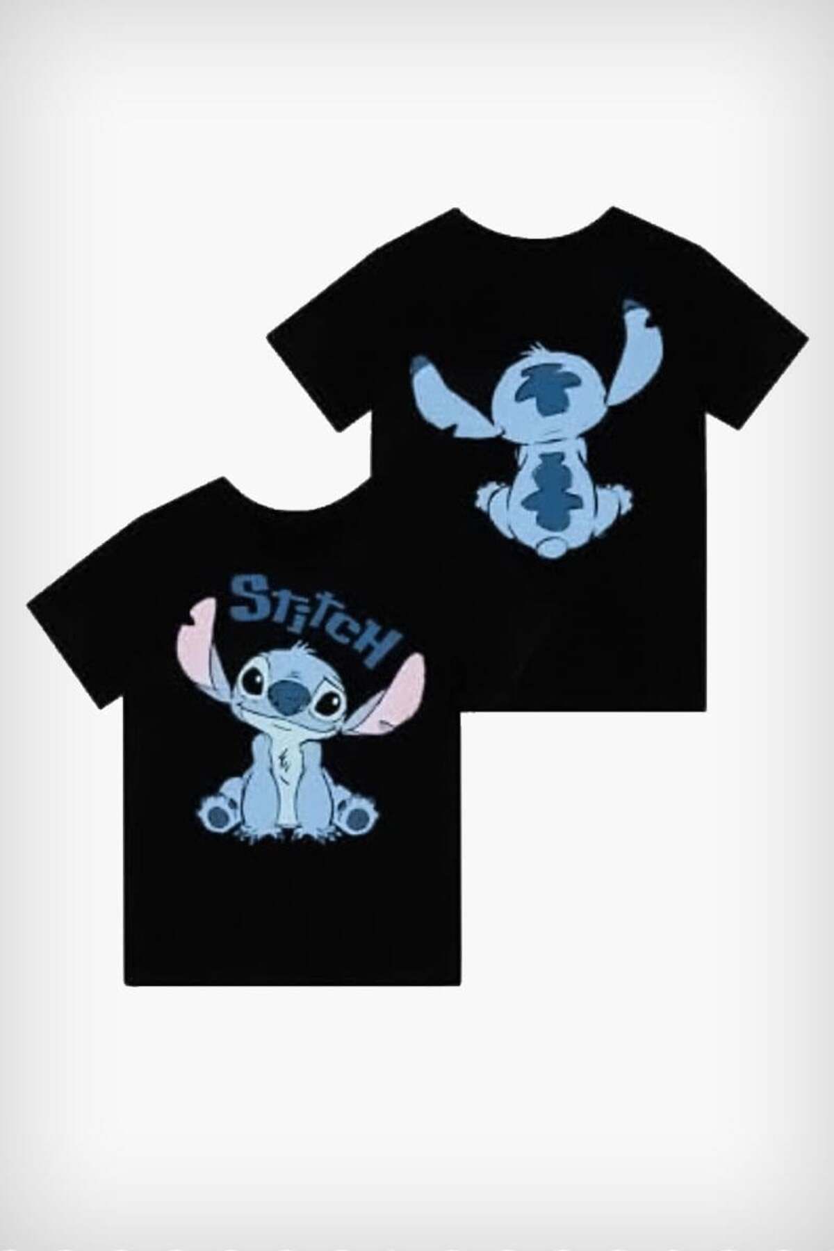 Karakedi Stitch Sırt ve Ön Baskılı Kısa Kollu Unisex T-shirt