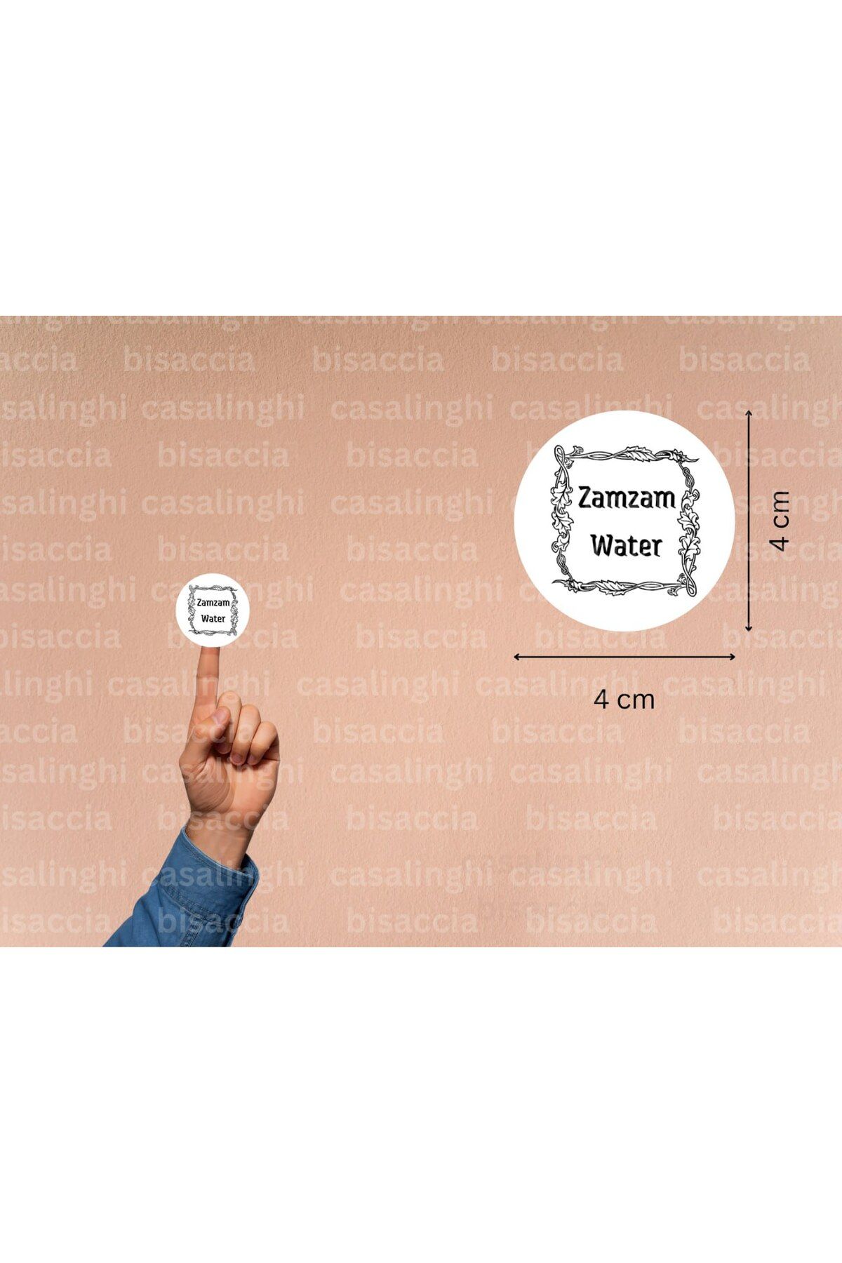 CASALINGHI İngilizce Zemzem Suyu Hediyesi Etiketi Siyah Yuvarlak Mat Sticker Zamzam Hajj Umre 4 Cm (45 Adet)