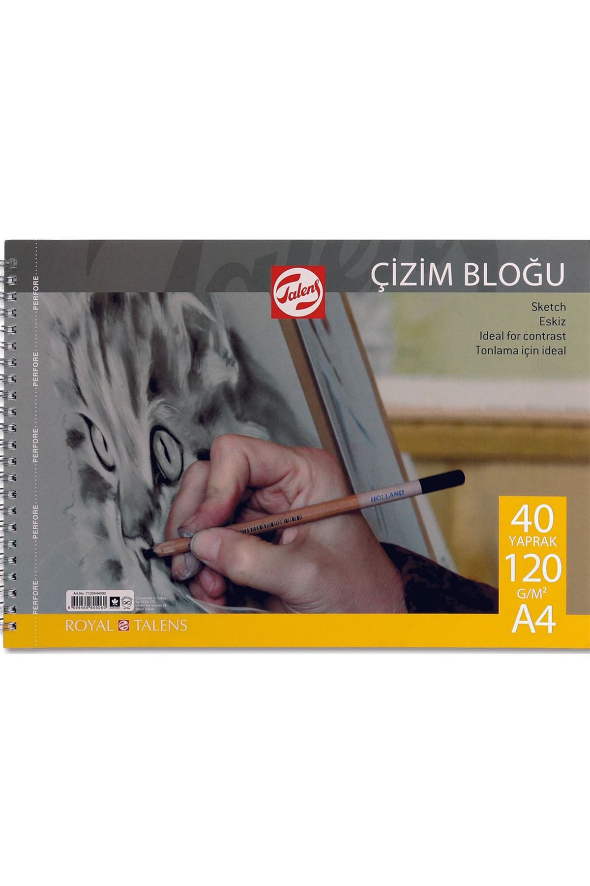 Talens RESİM DEFTERİ KARTON KAPAK SPİRALLİ A4 120 GR 40 YP