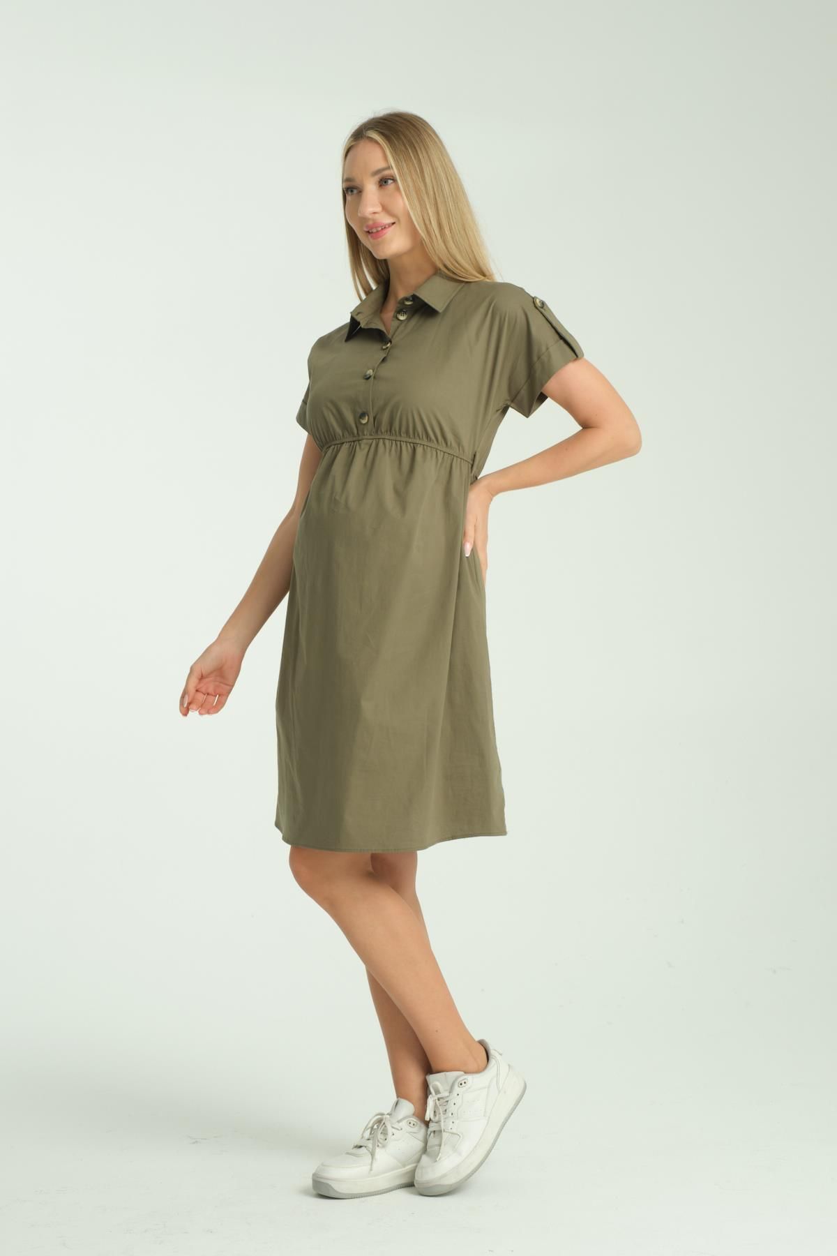 Işşıl-Işşil E165-Shoulder Epaulet Breastfeeding Detail Maternity Clothing Cotton Dress 3