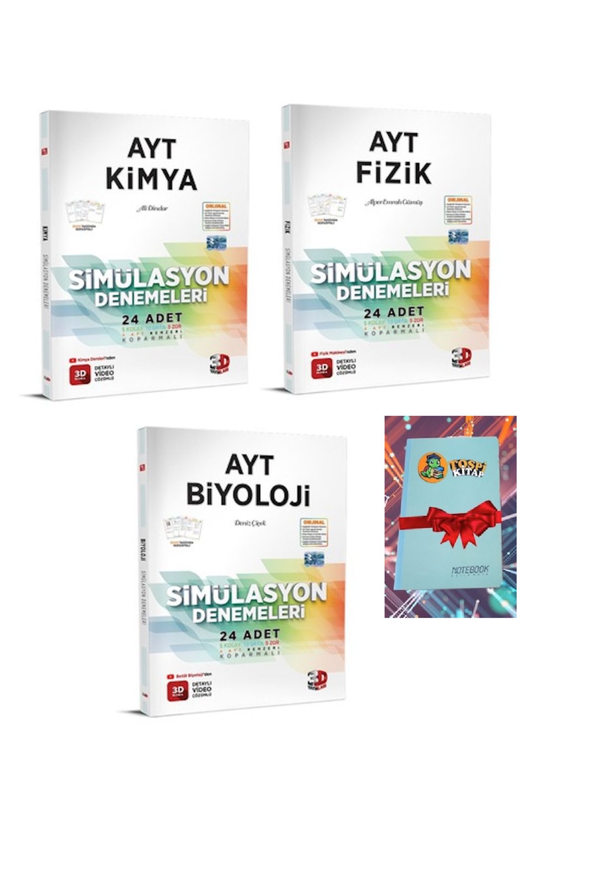 3D Yayınları AYT 3D Simülasyon Fizik + KİMYA + BİYOLOJİ Denemeleri ( DEFTER HEDİYELİ)