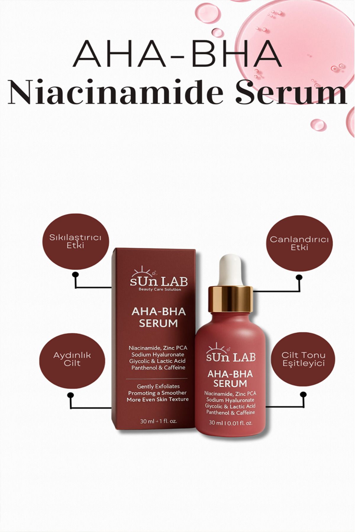 sun lab beauty care solution Aha & Bha Canlandırıcı & Cilt Tonu Eşitleyici Karşıtı Peeling Cilt Bakım Serumu 30 Ml