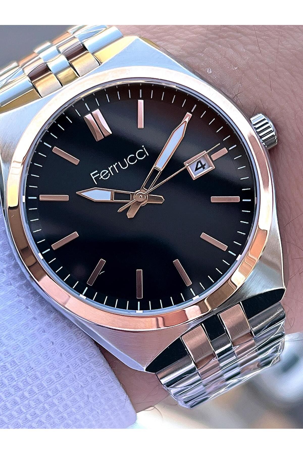 Ferrucci Çelik Kordon Takvimli Kadran 30 Mt Suya Dayanıklı Erkek Kol Saati F.FG03463.02