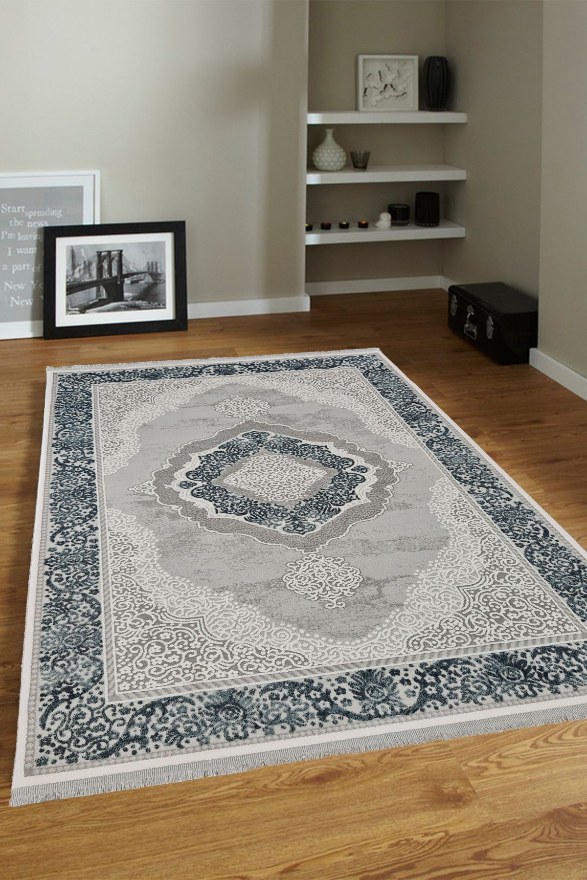 ünalcarpet 4 Metrekare - 6 Metrekare %100 Akrilik (Yün) Salon Oturma Odası Mutfak Halısı Yumuşak Doku Bej Krem