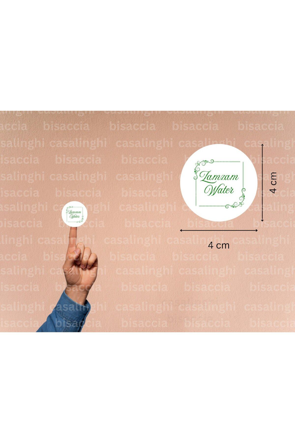 CASALINGHI İngilizce Zemzem Suyu Hediyesi Etiketi Yuvarlak Mat Sticker Zamzam Hajj Umre 4 Cm (45 Adet)