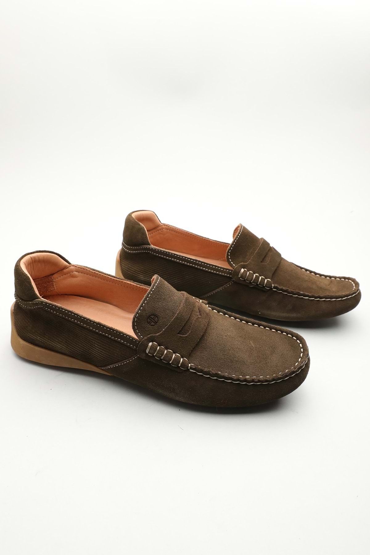 Gondol Erkek Hakiki Deri Klasik Loafer Haki Süet 42 ttx.601168