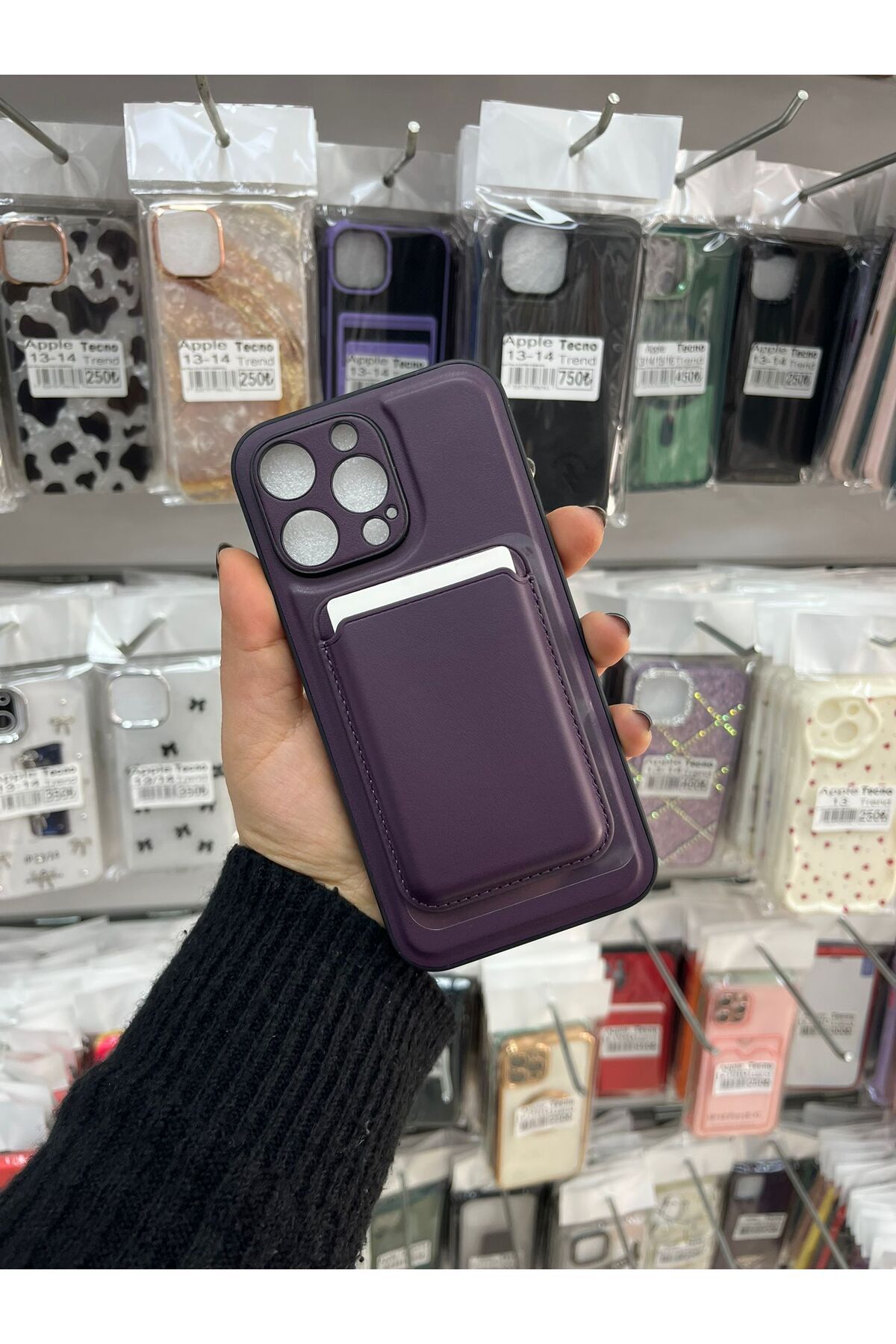 TECNOTREND Apple iPhone 14 pro max kılıf mıknatıslı suni deri kartlıklı kapak