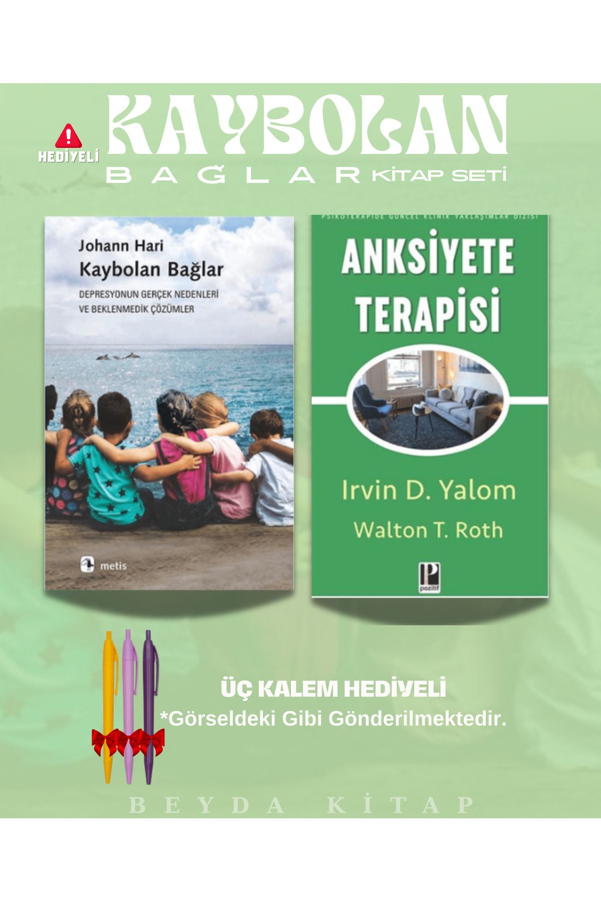 Metis Yayınları Kaybolan Bağlar - Anksiyete Terapisi - Üç Kalem Hediyeli - Kitap Seti