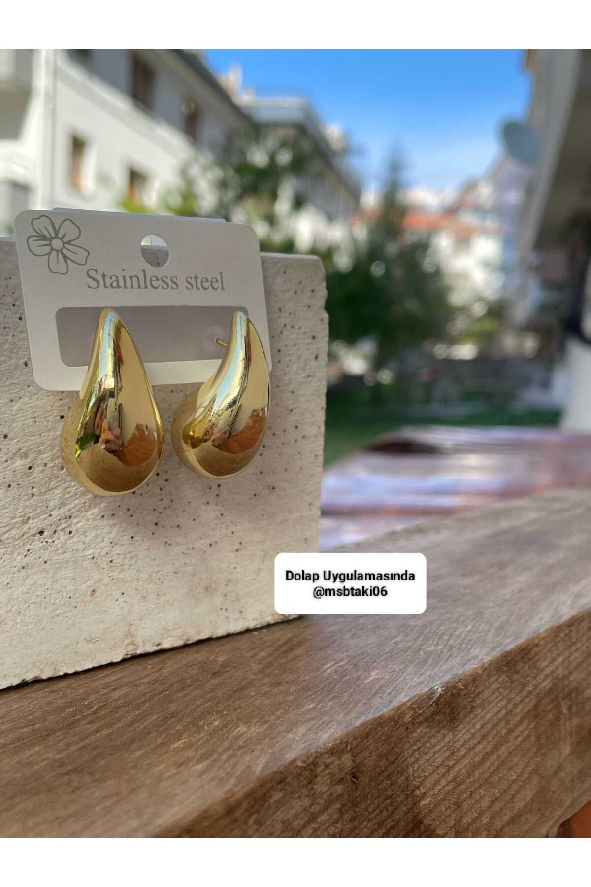 MSBTAKI Kadın Çelik Damla Bottega Küpe 316L ÇELİK