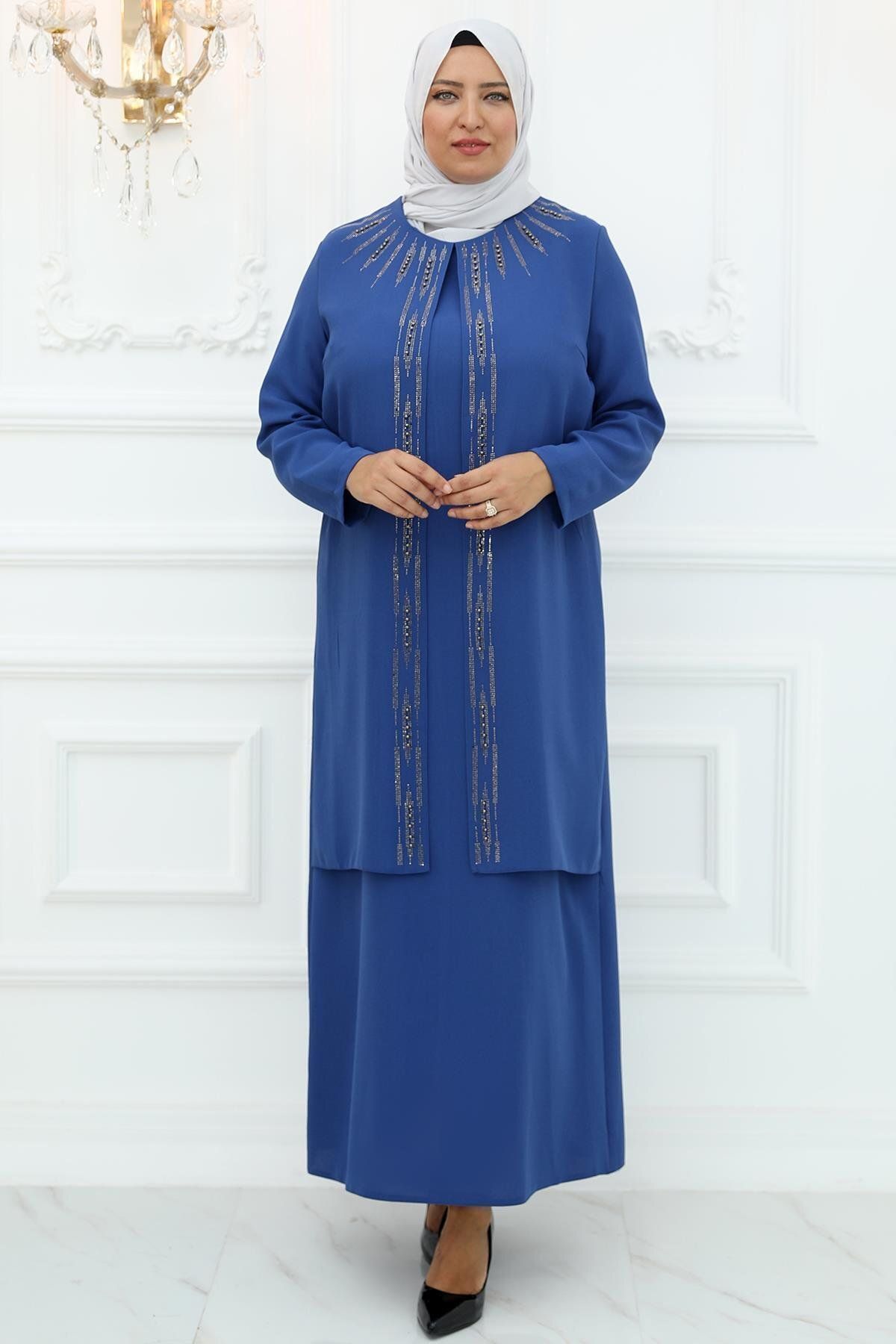 Modaviki Nisa Abiye Elbise İndigo ISR918