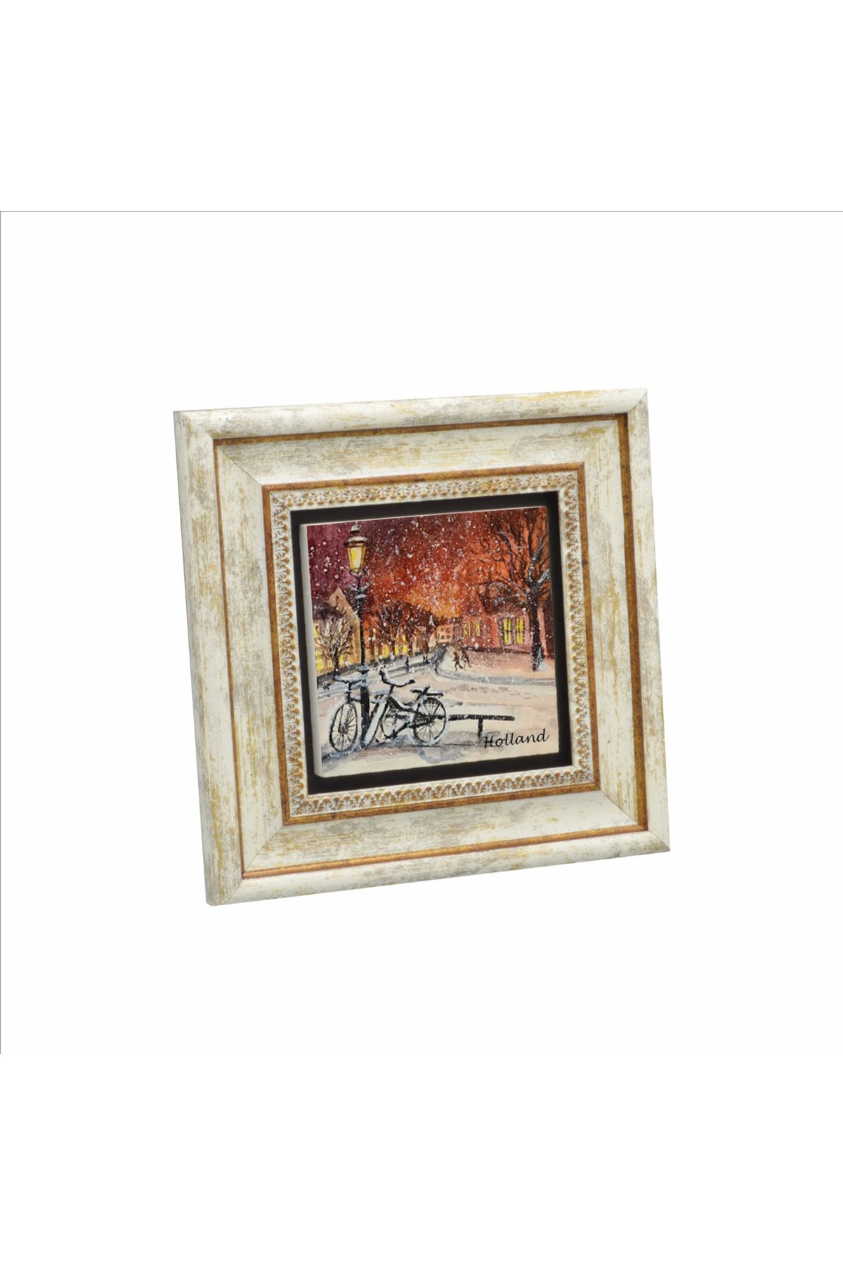 Sadrazam Hollanda Bisklet Görseli Baskılı Doğaltaş Tablo (20 X 20 KRG-40)