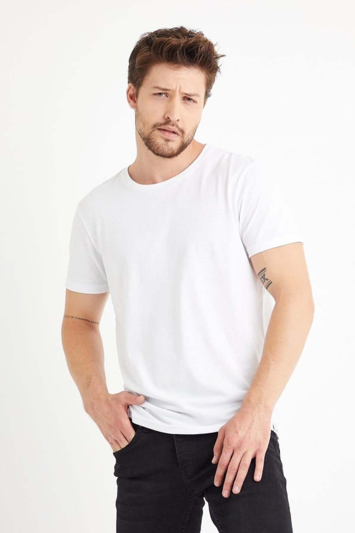Fendora Erkek Bisiklet Yaka Basic Tshirt