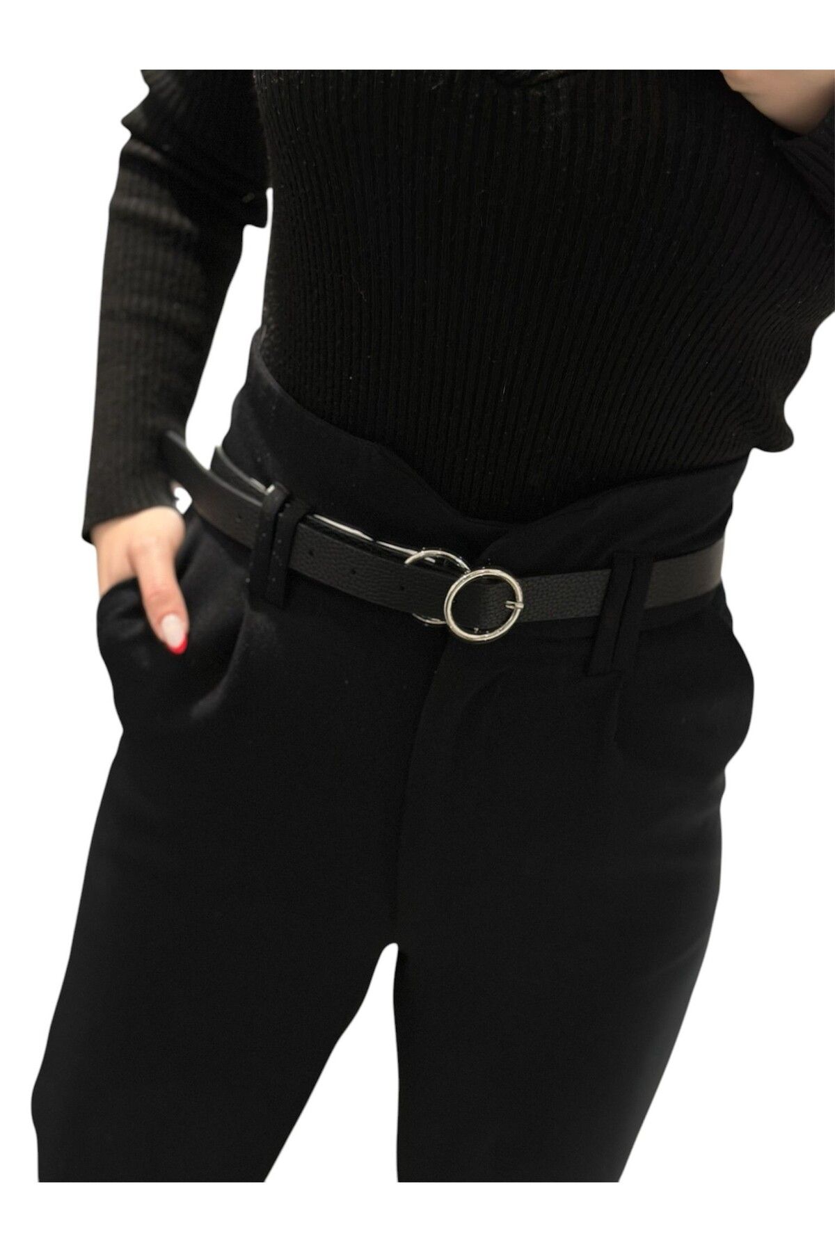 MyladyAccessoriess Gümüş Renk Halka Detaylı Orta Boy Kemer (100cm)
