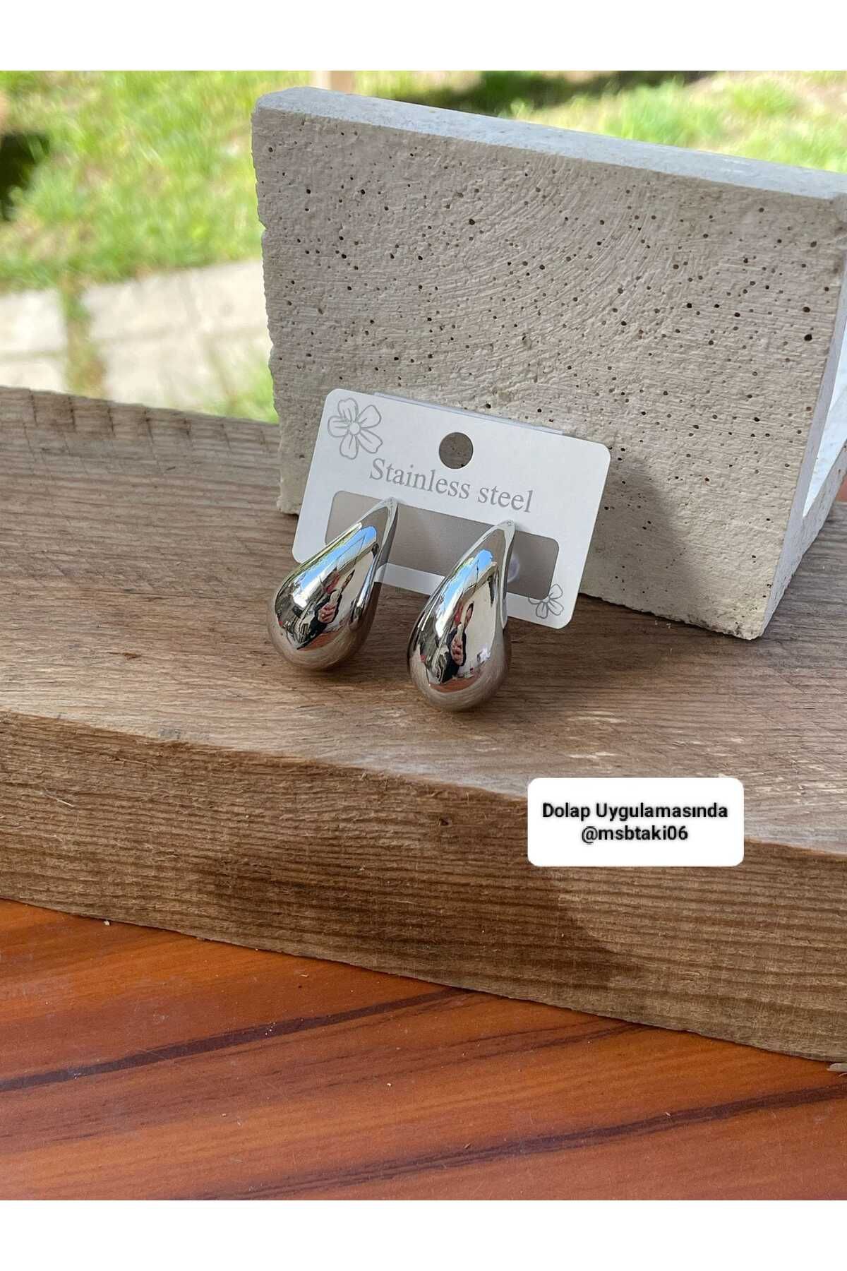 MSBTAKI Kadın Çelik Damla Bottega Küpe 316L ÇELİK