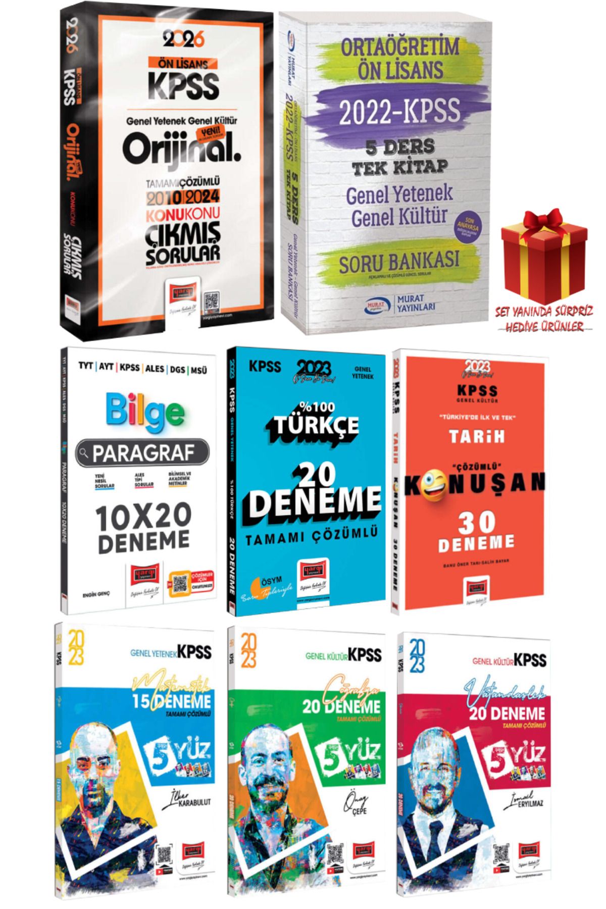 Yargı Yayınları 2026 KPSS Ön Lisans Orijinal 2010-2024 Konu Konu Çıkmış Sorular+5Ders Tek Kitap Soru Bankası+ Deneme