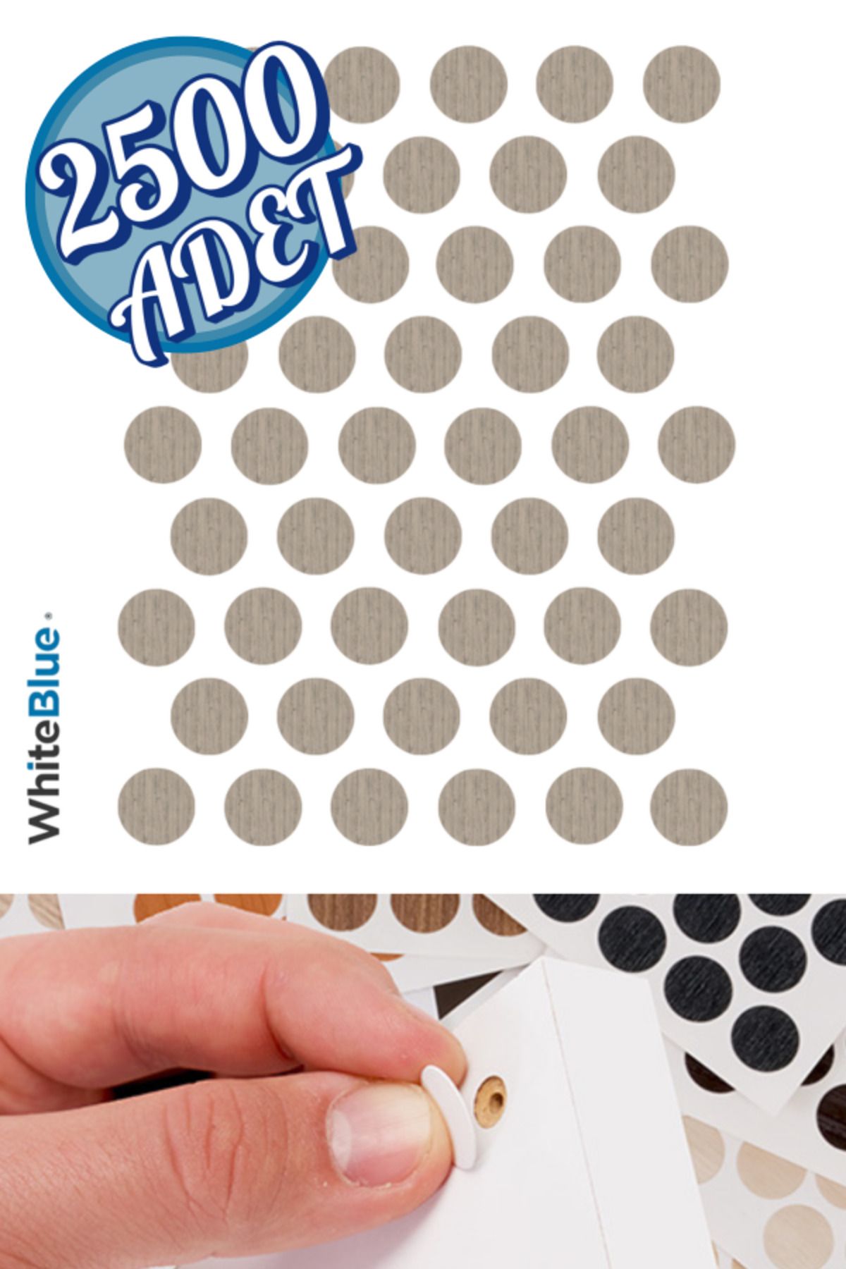 WhiteBlue Rustik Meşe Vida Tapası Yapışkanlı 14mm