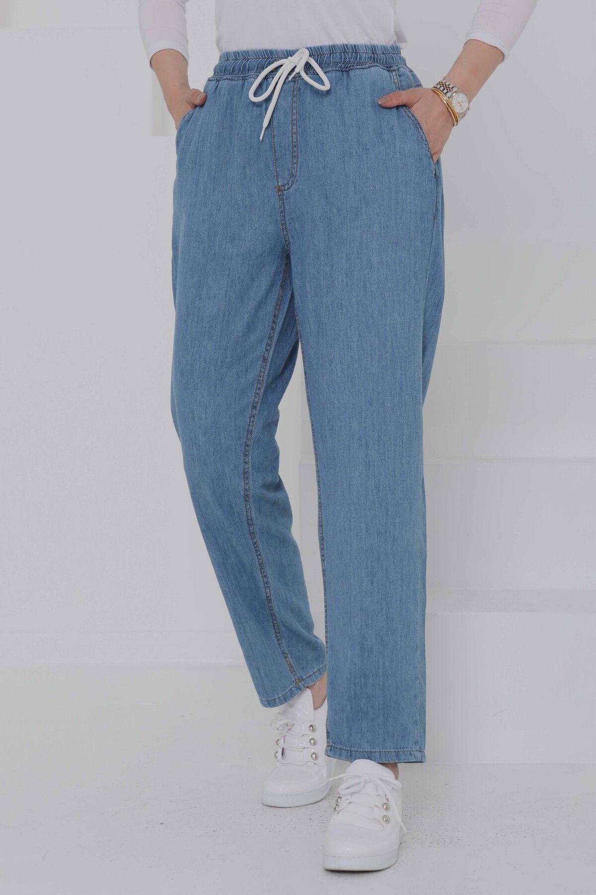 TOFİSA Beli Lastikli Kot Pantolon Acik Mavi - 27037