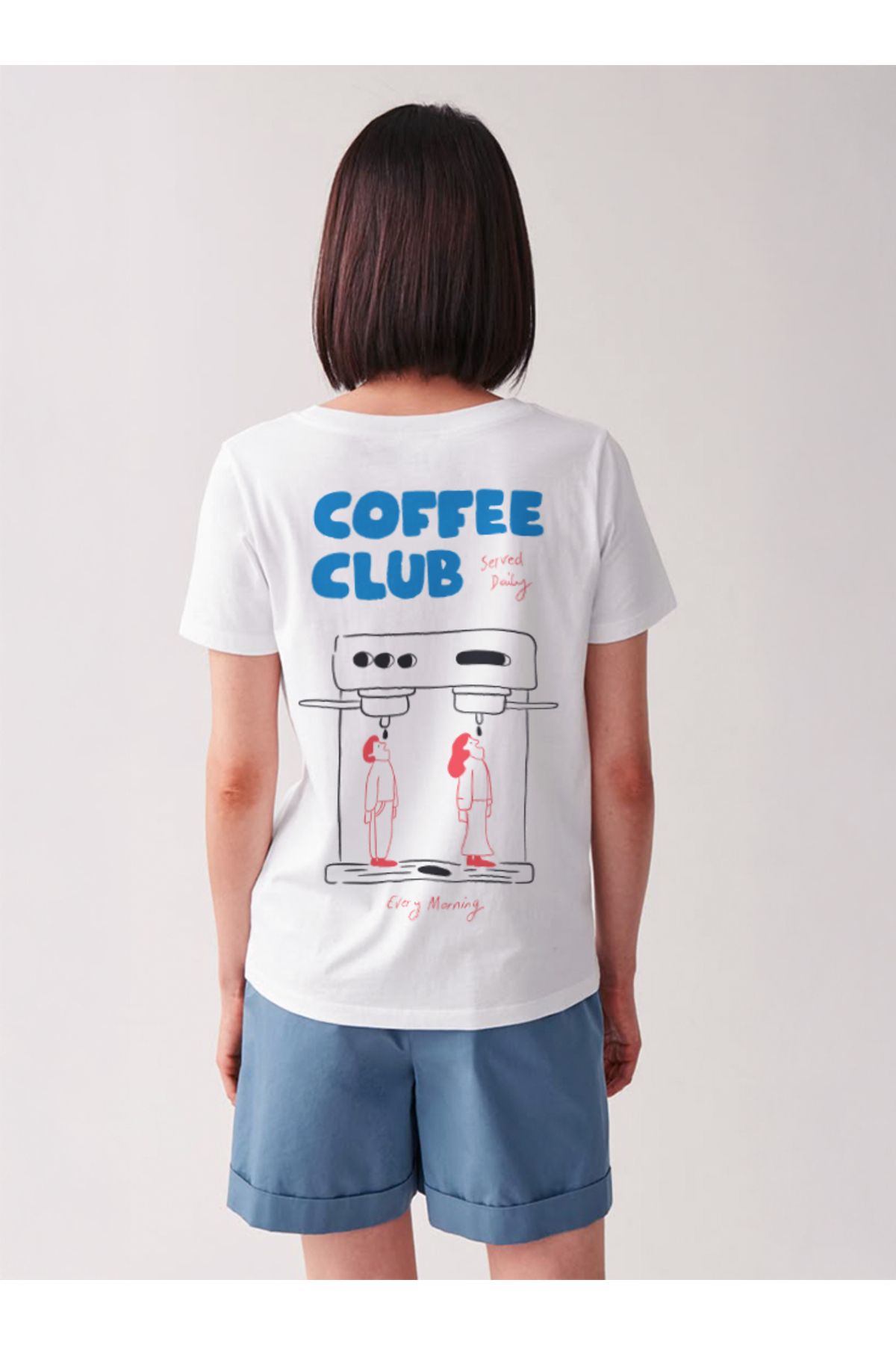 Disante Coffee Club Baskılı Bisiklet Yaka Basic Trend Kadın T-shirt