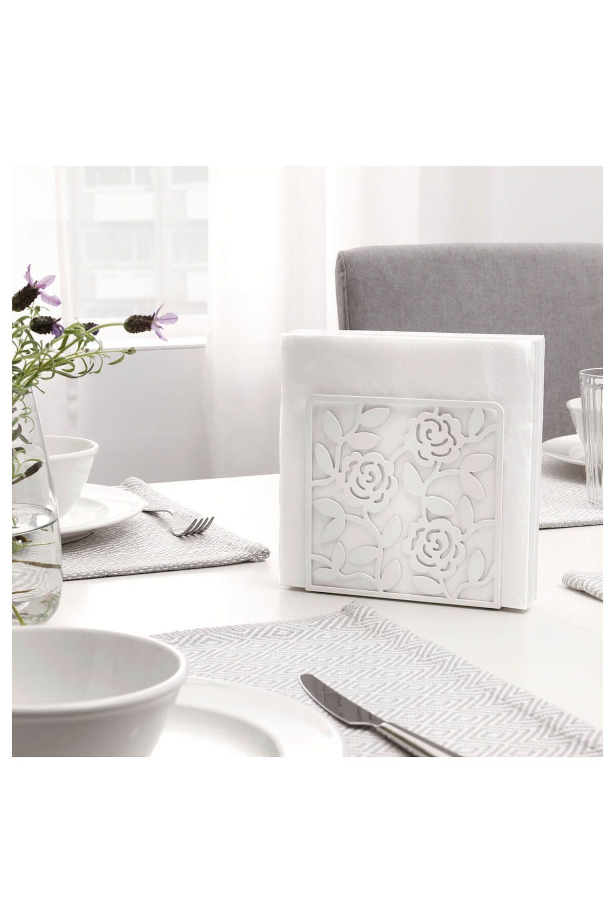 IKEA-Lıksıdıg Napkin Holder, White, 16X16 cm 4