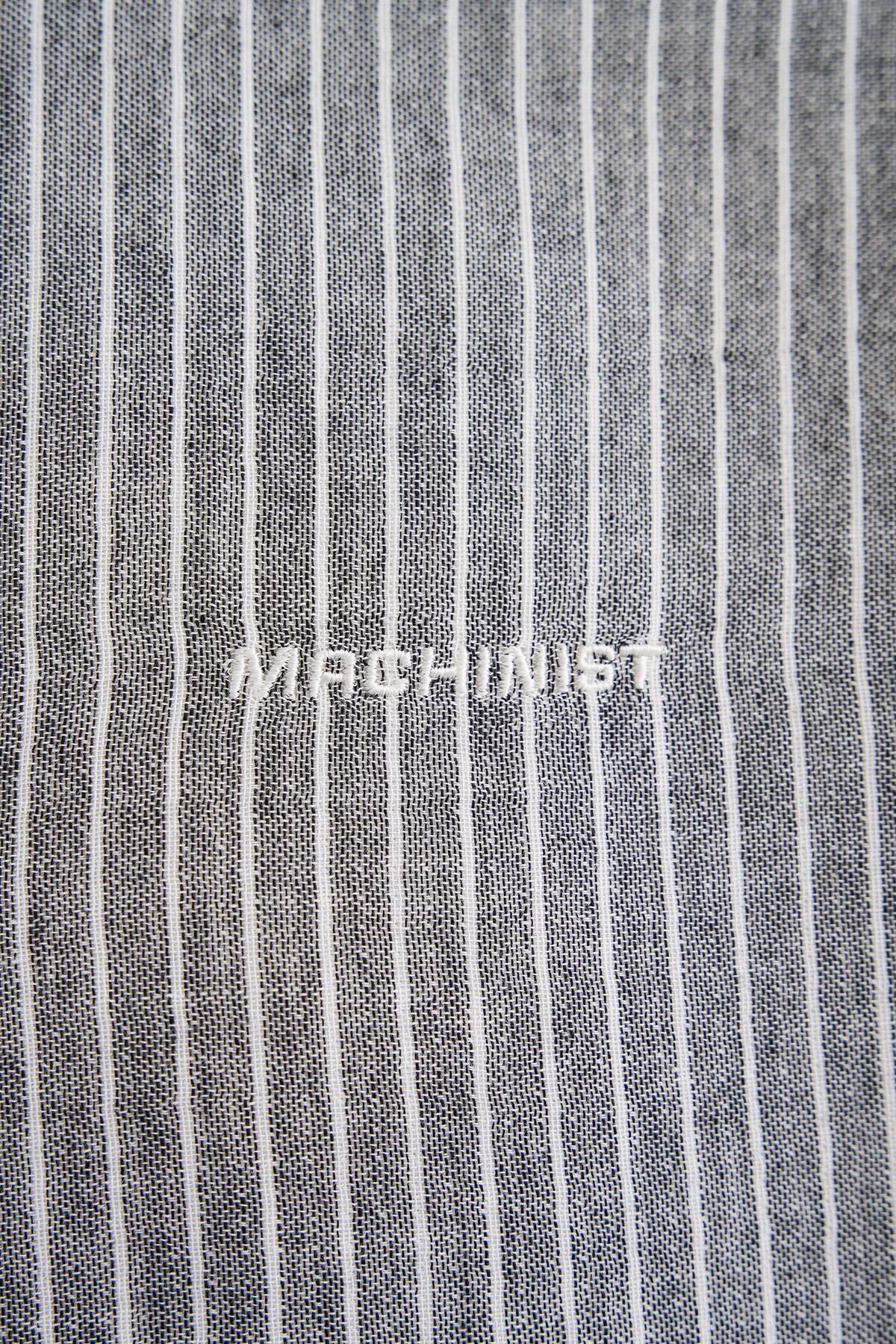 Machinist-قميص أسود قطني مخطط أساسي للرجال 2