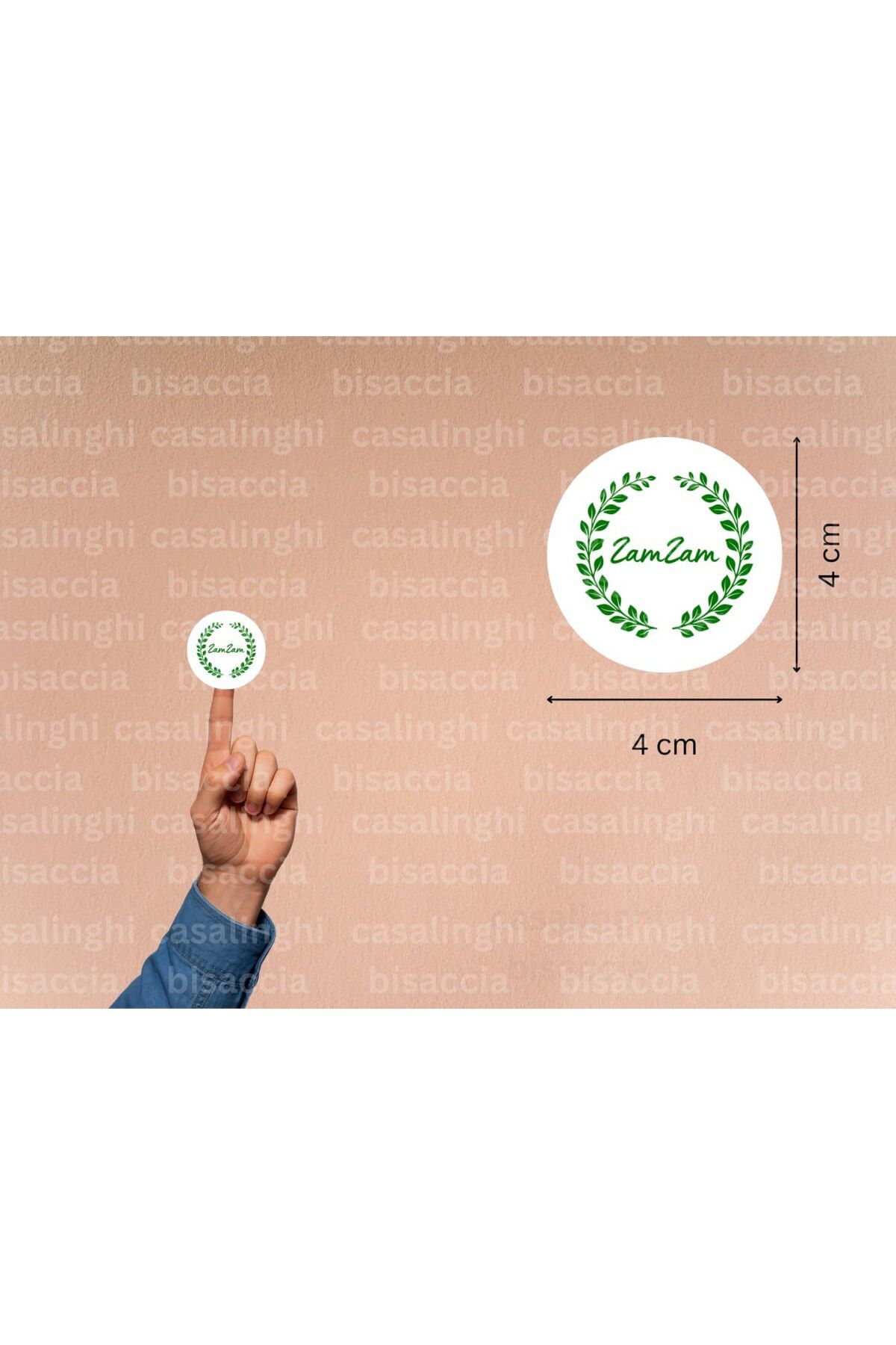 CASALINGHI İngilizce Zemzem Etiketi Yeşil Yuvarlak Mat Sticker Zamzam Hajj Umre Hediyeleri 4 Cm (45 Adet)