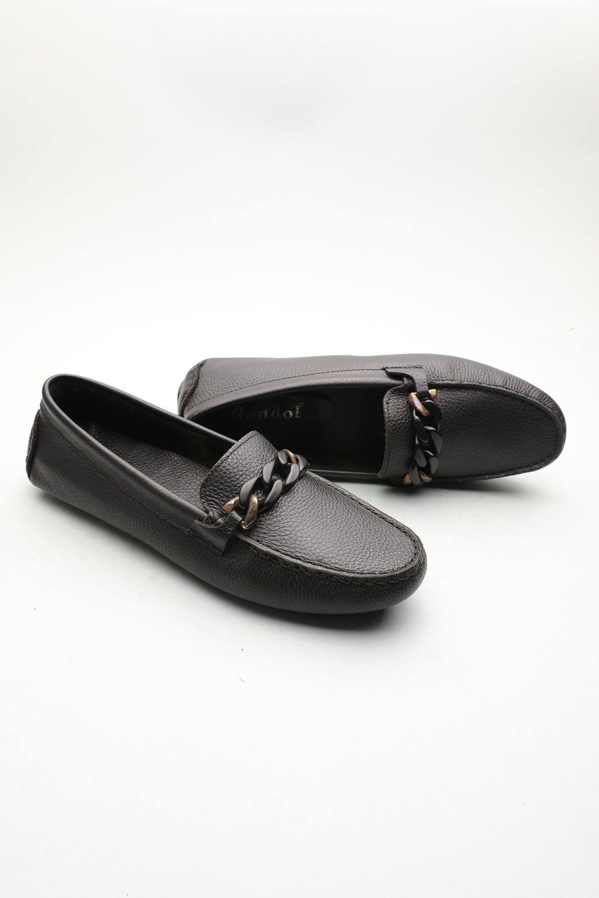 Gondol Kadın Hakiki Deri Klasik Loafer Siyah 40 ttx.735