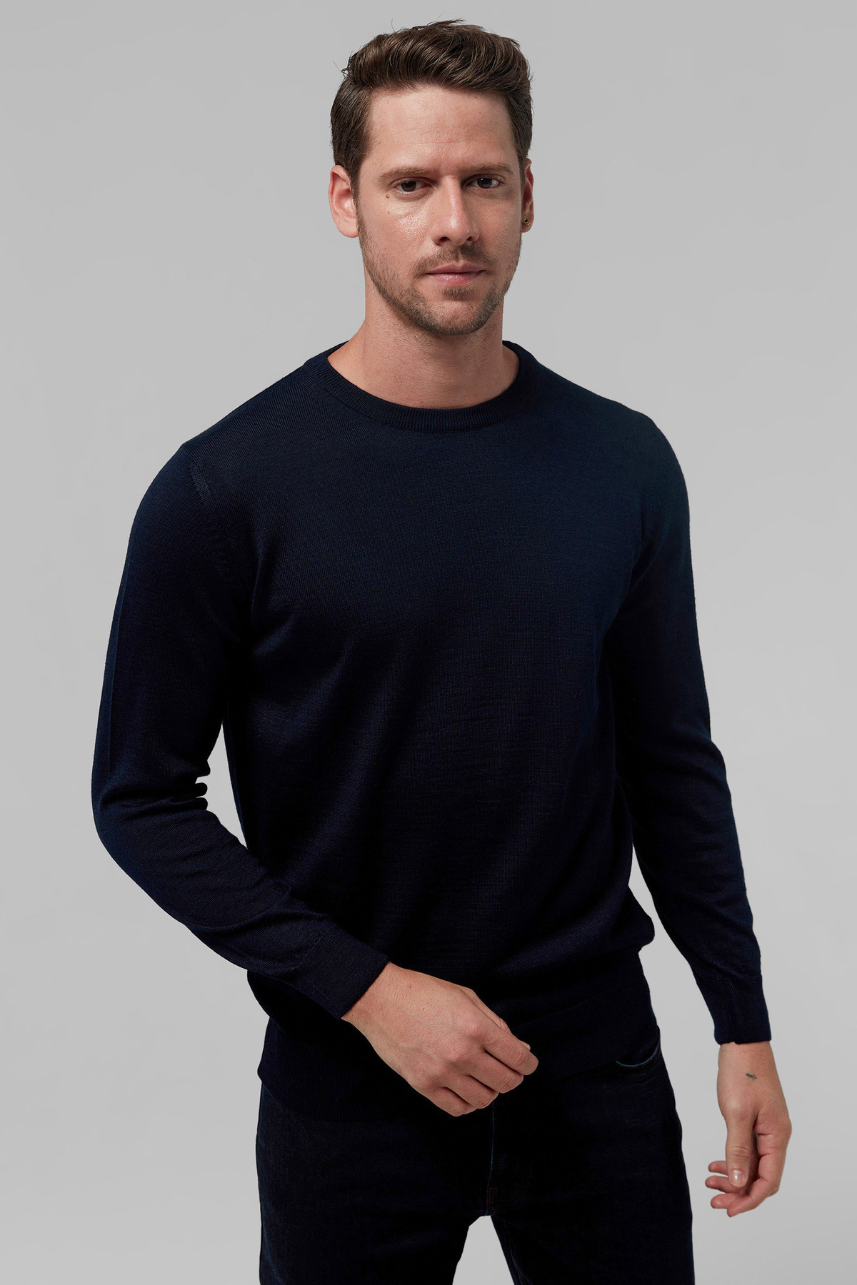 دی اس دامات ژاکت بافتنی نخی ساده سرمه‌ای دی‌اس دامات سایز معمولی