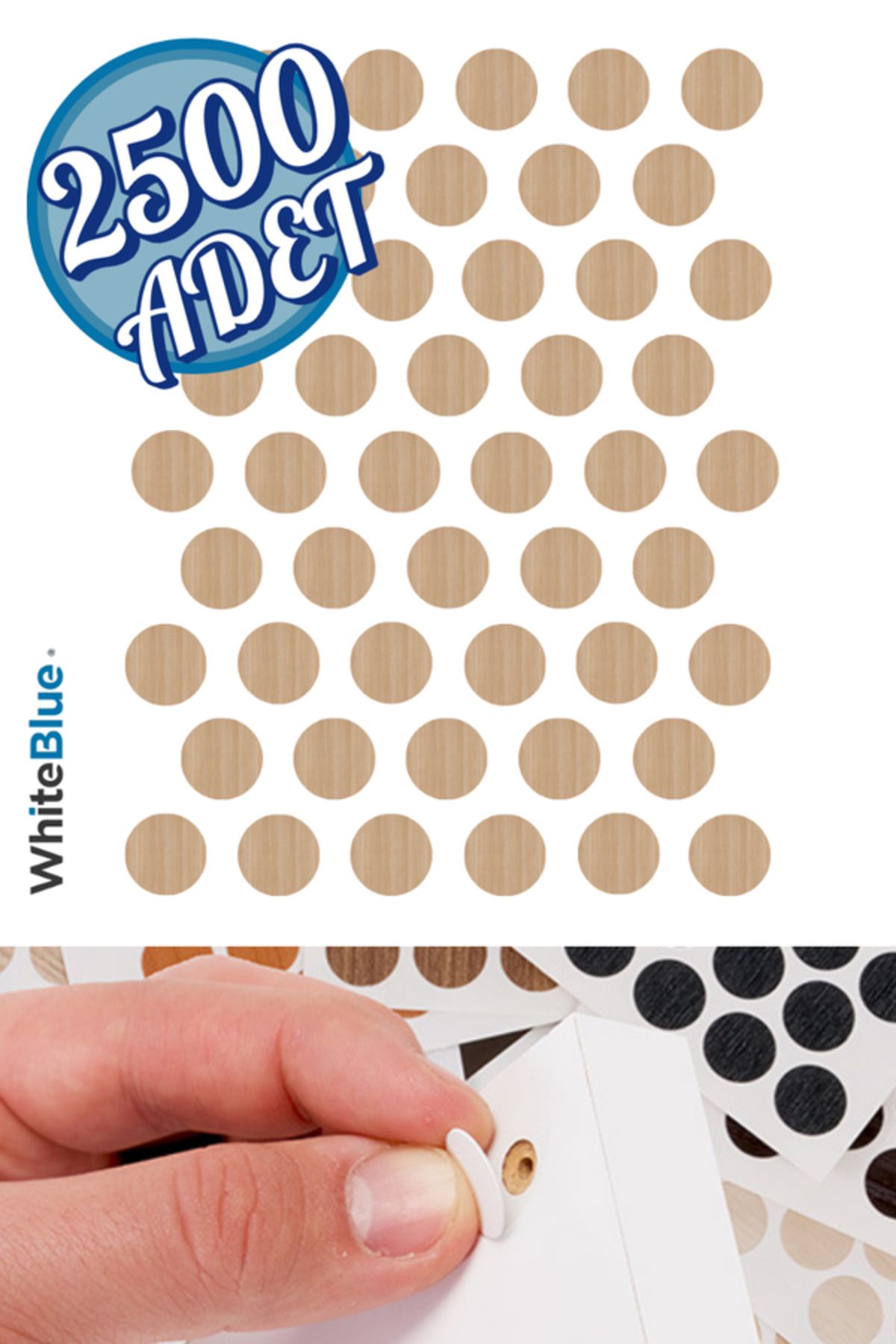 WhiteBlue Yenice Meşe Vida Tapası Yapışkanlı 14mm