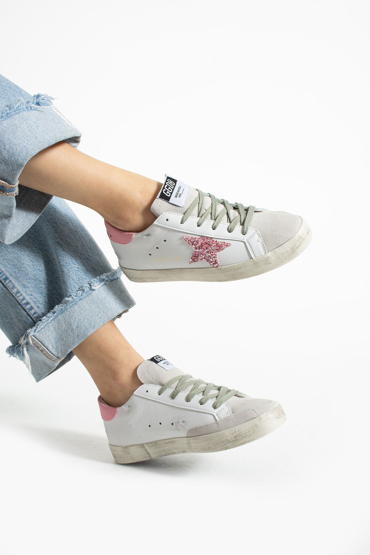 TubiBella Yıldız Desenli Beyaz Kadın Sneaker Spor Ayakkabı