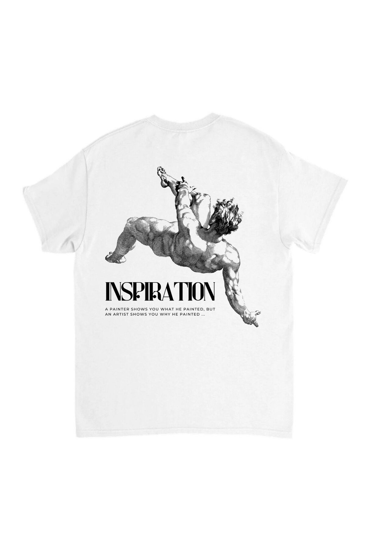 Grip Hug Inspiration Sanat Temalı Oversize Beyaz Tişört Unisex - Antic Edition