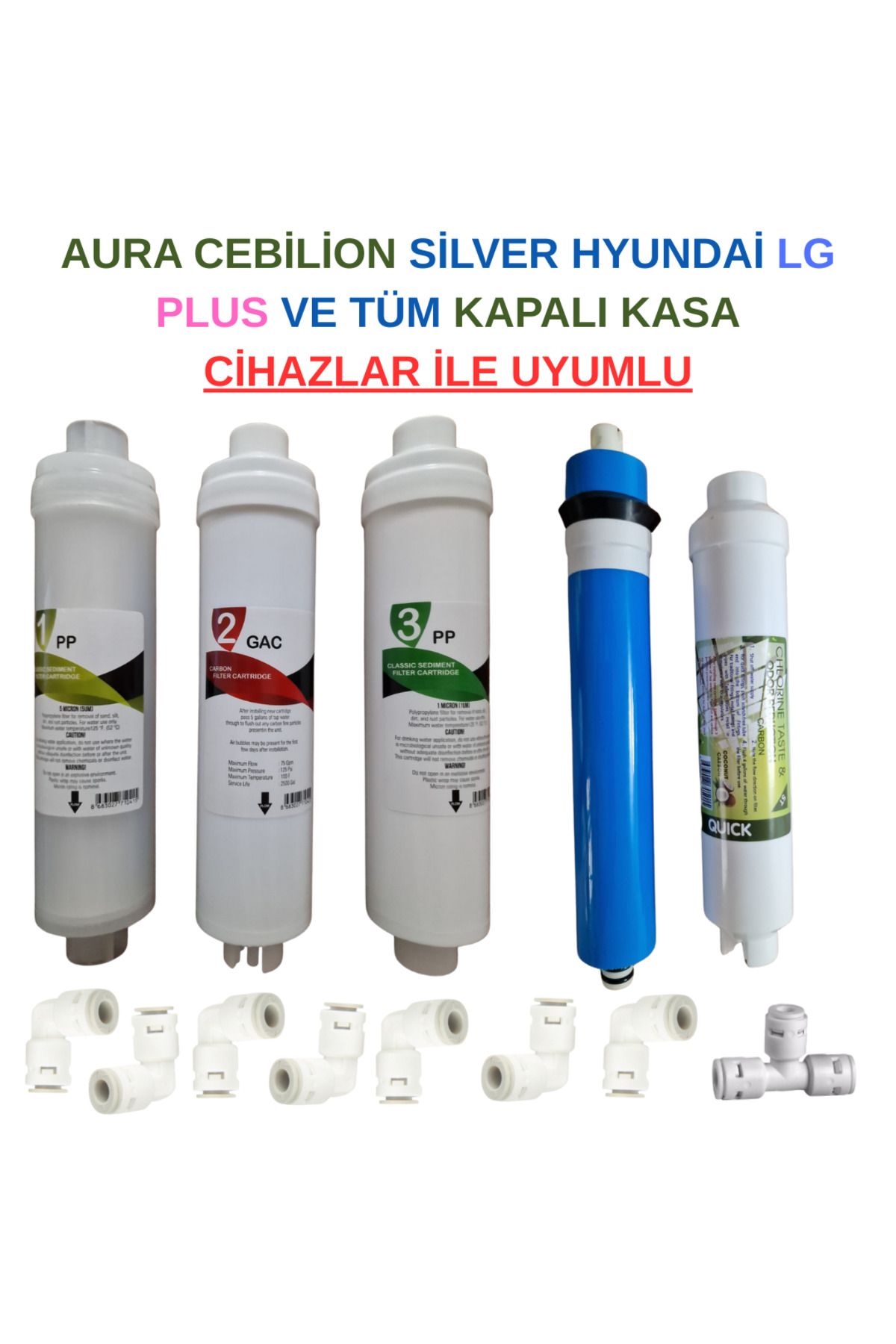 subusu pazarlama PLUS Kapalı Kasa 5'li Su Arıtma Filtre Seti ( Ortimax / Hyundai / LG / Aura /Cebilon Uyumlu Muadili)