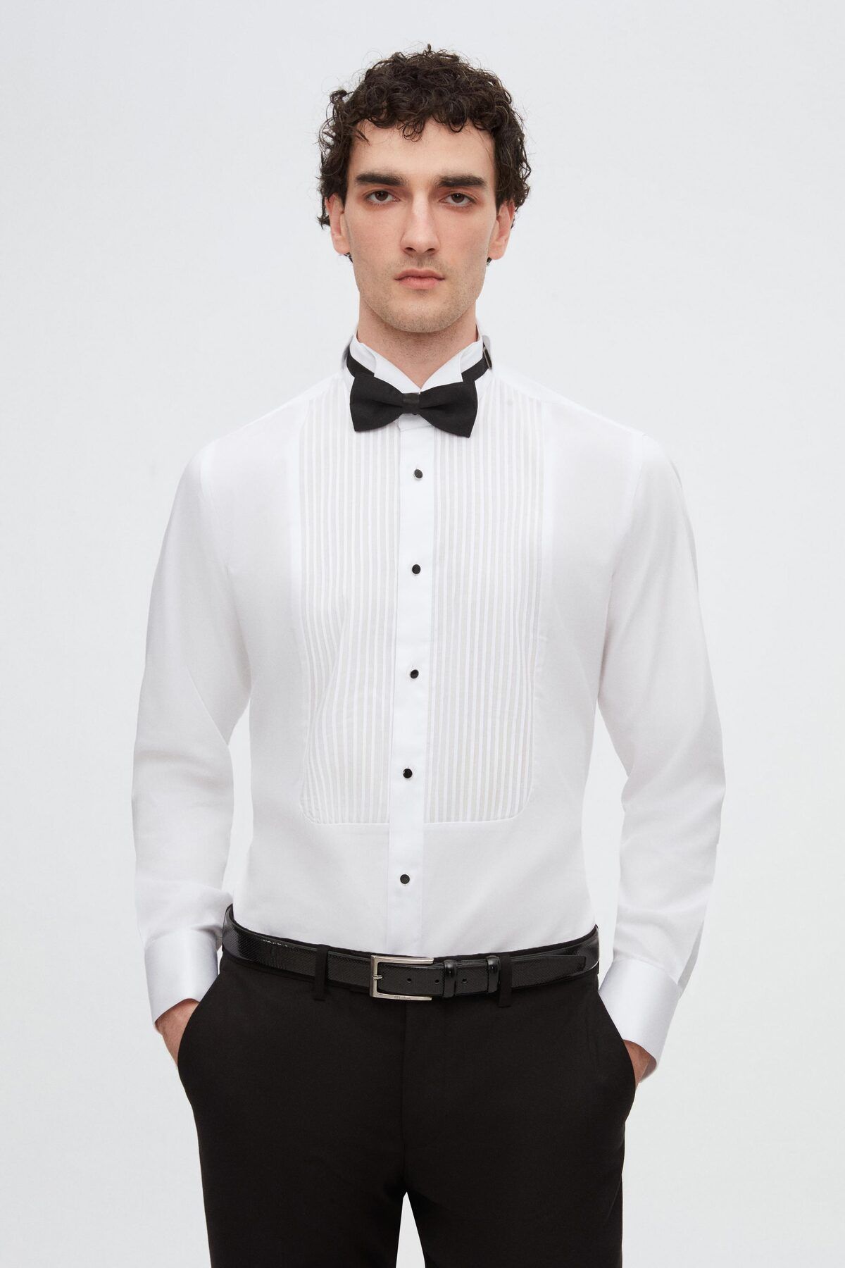 D'S Damat Ds Damat Slim Fit Beyaz Düz Smokin Gömlek
