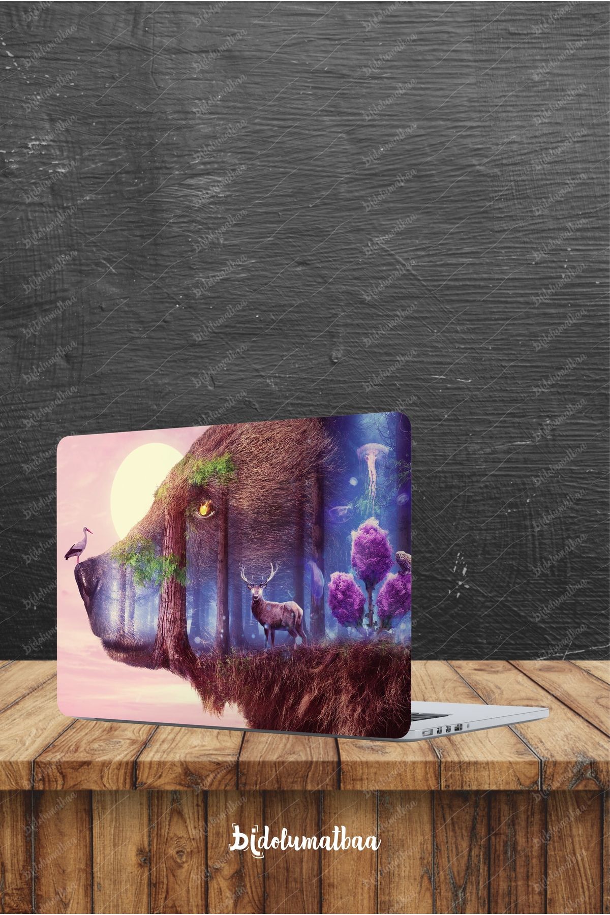 Bidolumatbaa Laptop Sticker Bilgisayar Notebook Pc Orman Hayvanlar Kaplama Etiketi