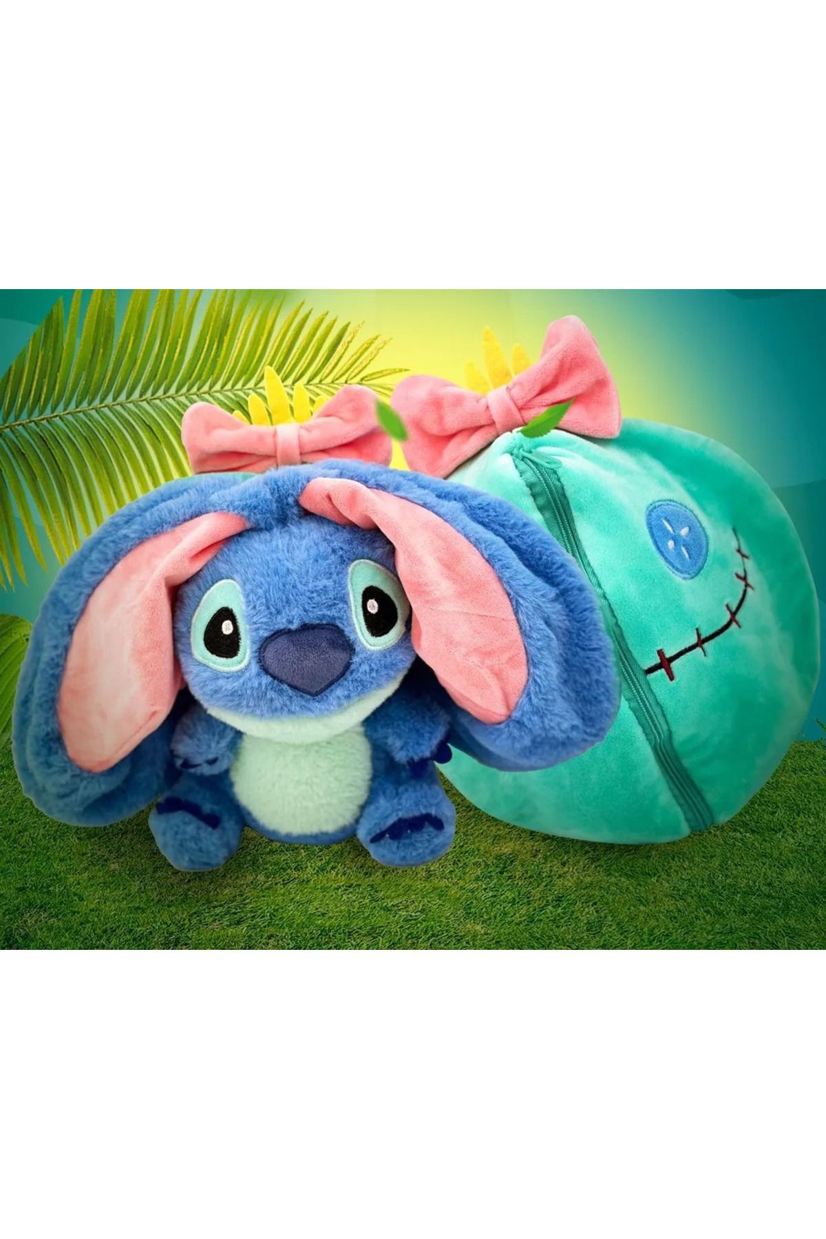 ABYZ-Jucărie de pluș Stitch, moale și catifelată, dimensiune 20 cm, culoare albastru/verde 3