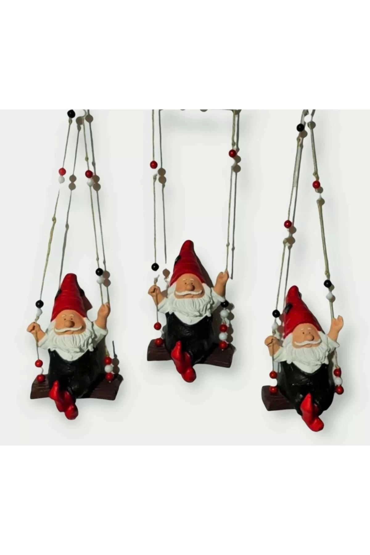 feifei Dekoratif Sallanan Cüceler 3'lü Set El Yapımı Balkon, Bahçe , Iç Mekan Dekor Biblo (13cm)