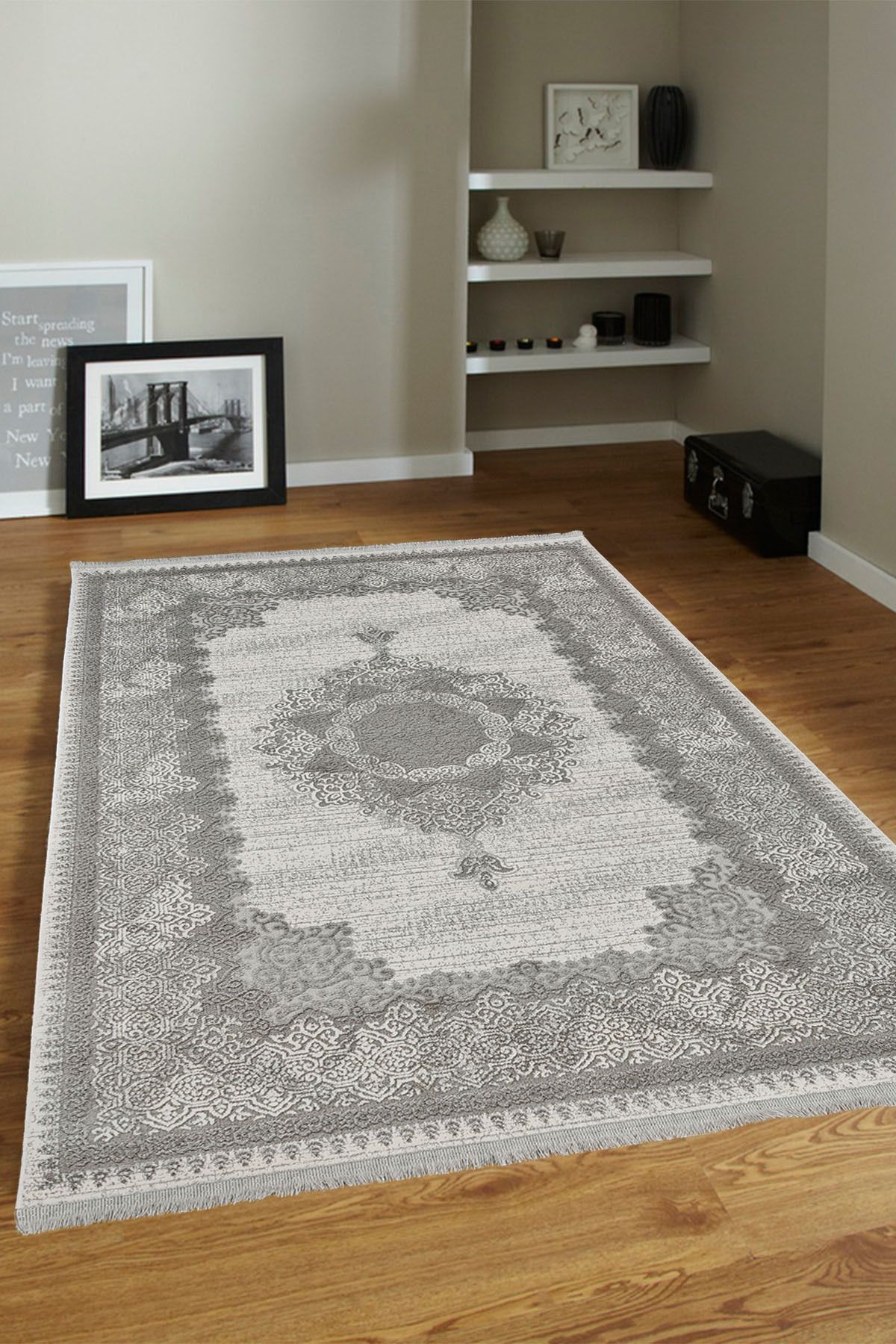 ünalcarpet 4 Metrekare - 6 Metrekare %100 Akrilik (Yün) Salon Oturma Odası Mutfak Halısı Yumuşak Doku Bej Krem