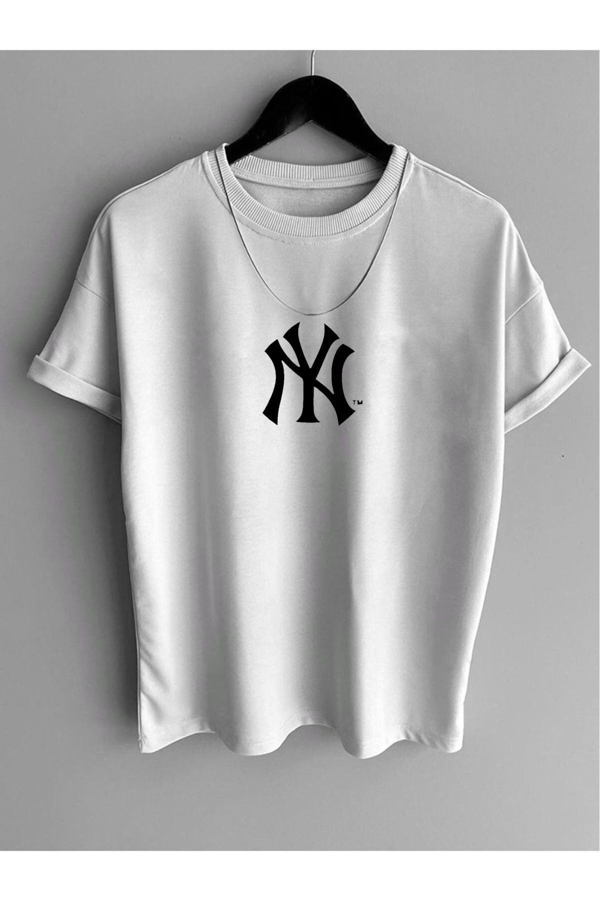 LOTS MODA Erkek Oversize T-shirt Newyork Baskı Siyah
