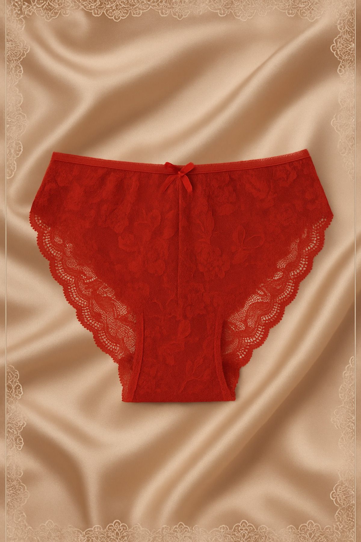 nuis lingerie 3LÜ FULL DANTEL KIRMIZI KÜLOT