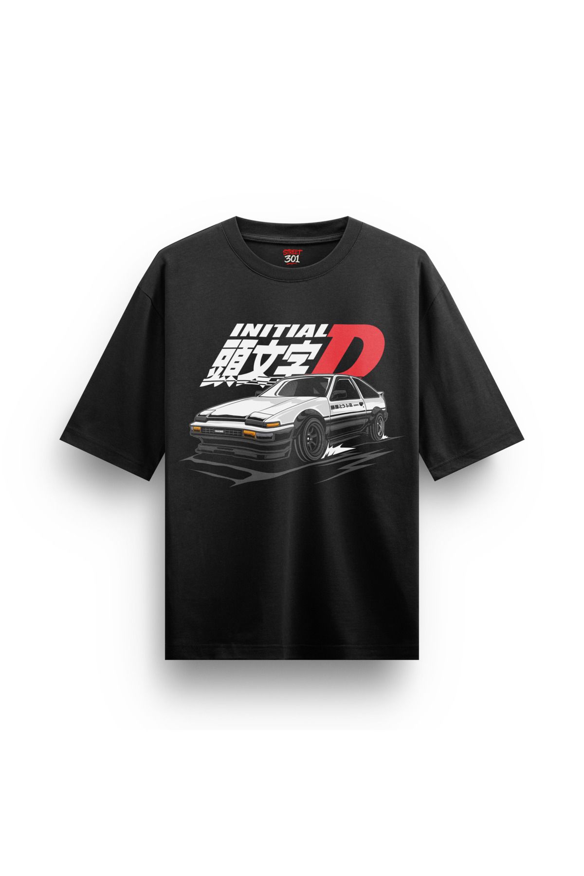 Street301 Unisex AE86 Araba Baskılı Oversize T-Shirt