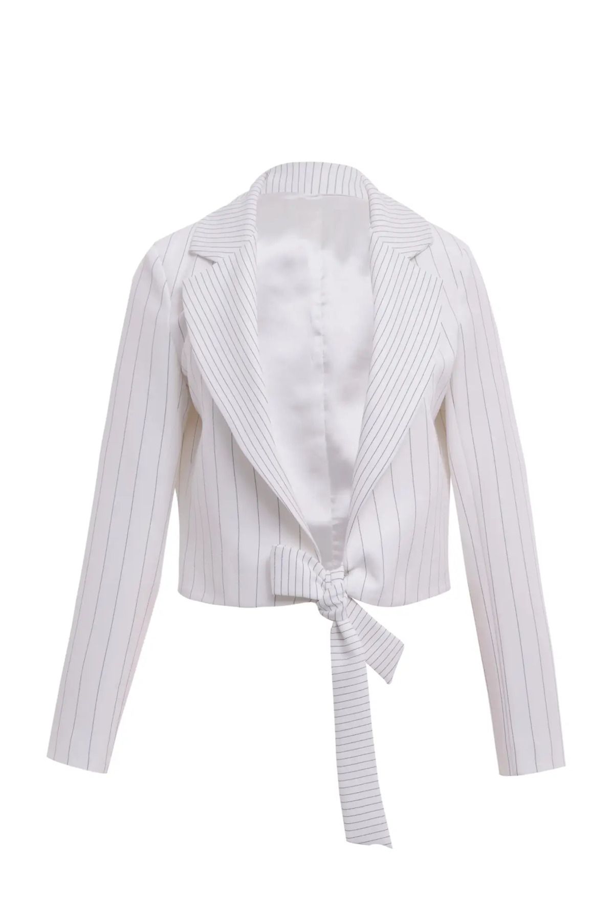 Keikei Beyaz dokuma uzun kol kısa jacket
