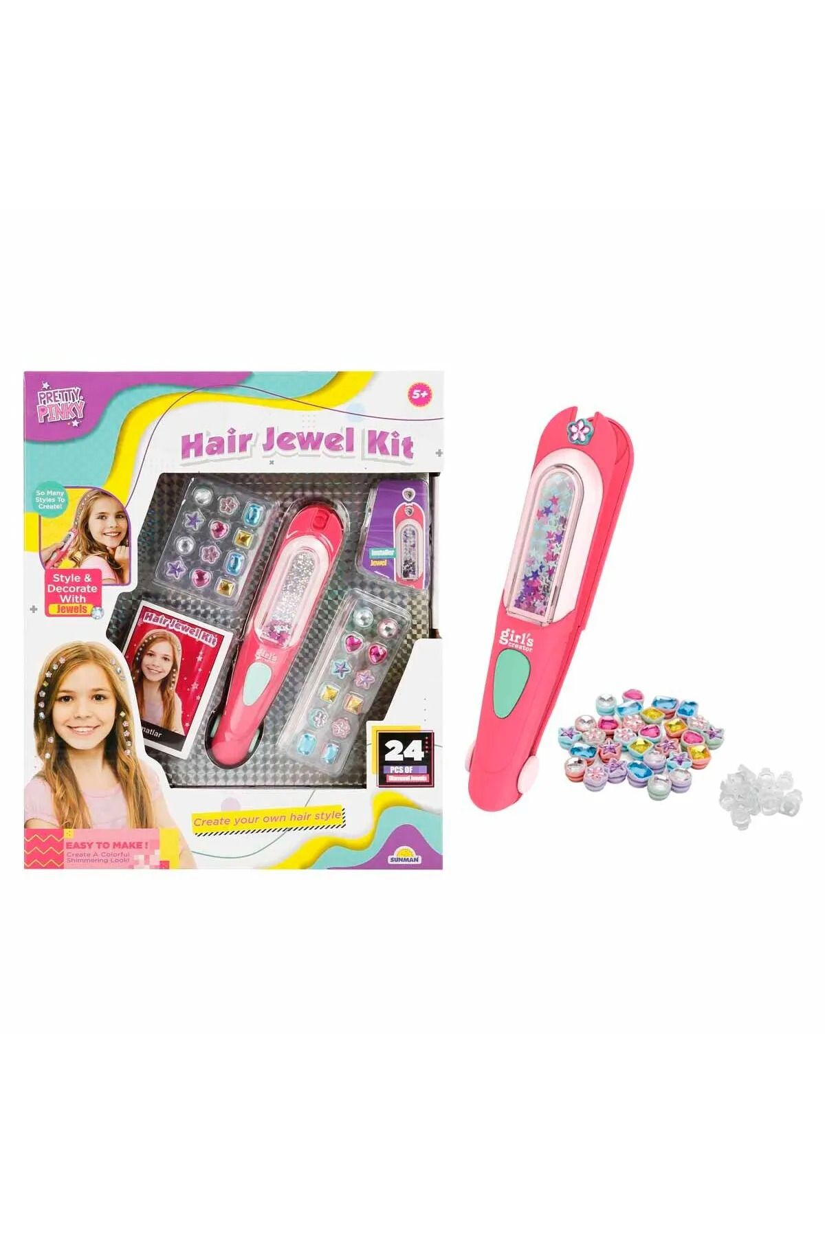 Sunman PRETTY PİNKY PARILTILI SAÇ ATÖLYESİ GÜZELLİK HOBİ SETİ 5+
