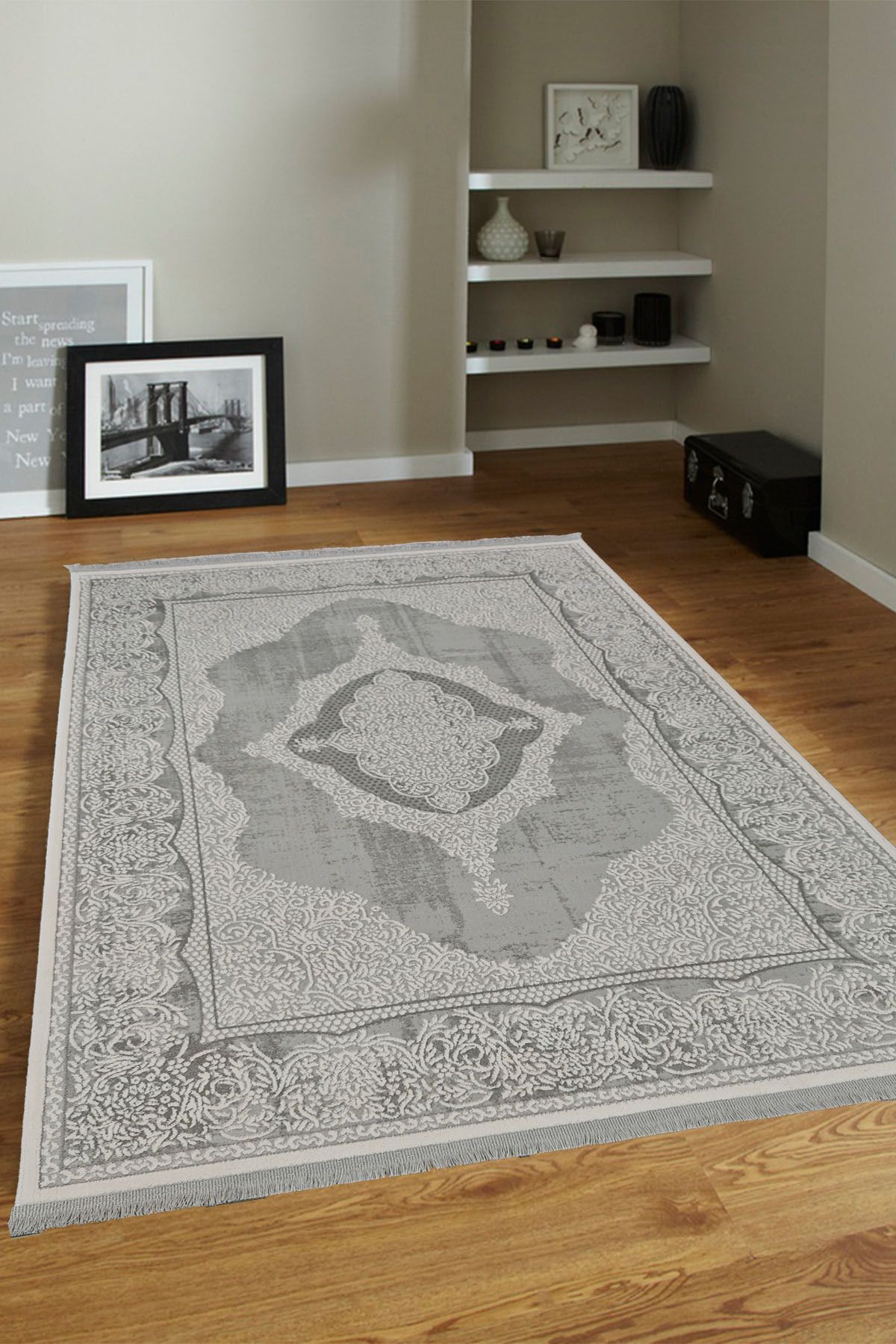 ünalcarpet 4 Metrekare - 6 Metrekare %100 Akrilik (Yün) Salon Oturma Odası Mutfak Halısı Yumuşak Doku Bej Krem
