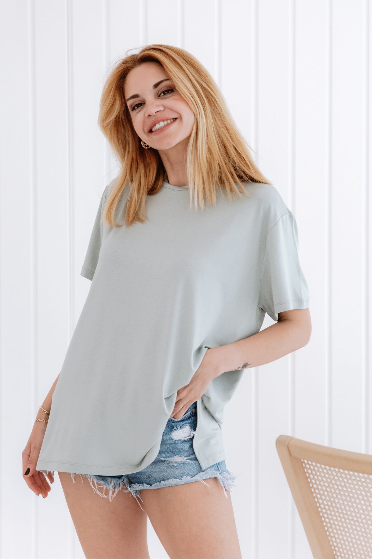 Lilabio Bisiklet Yaka Loose Fit Modal T-shirt