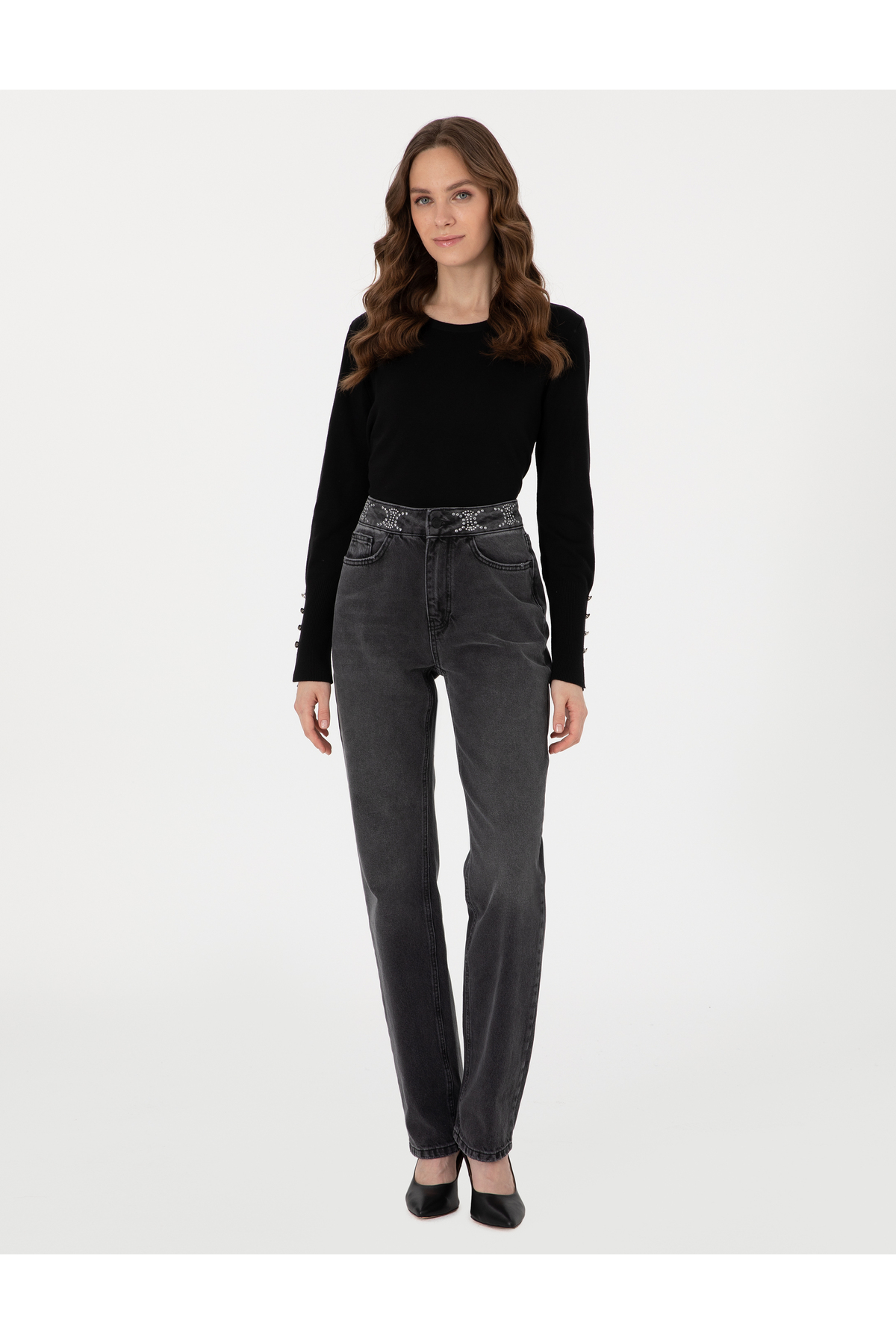 Pierre Cardin  Siyah Slim Fit Bisiklet Yaka Basic Kazak 50310735-VR046 - Görsel 4