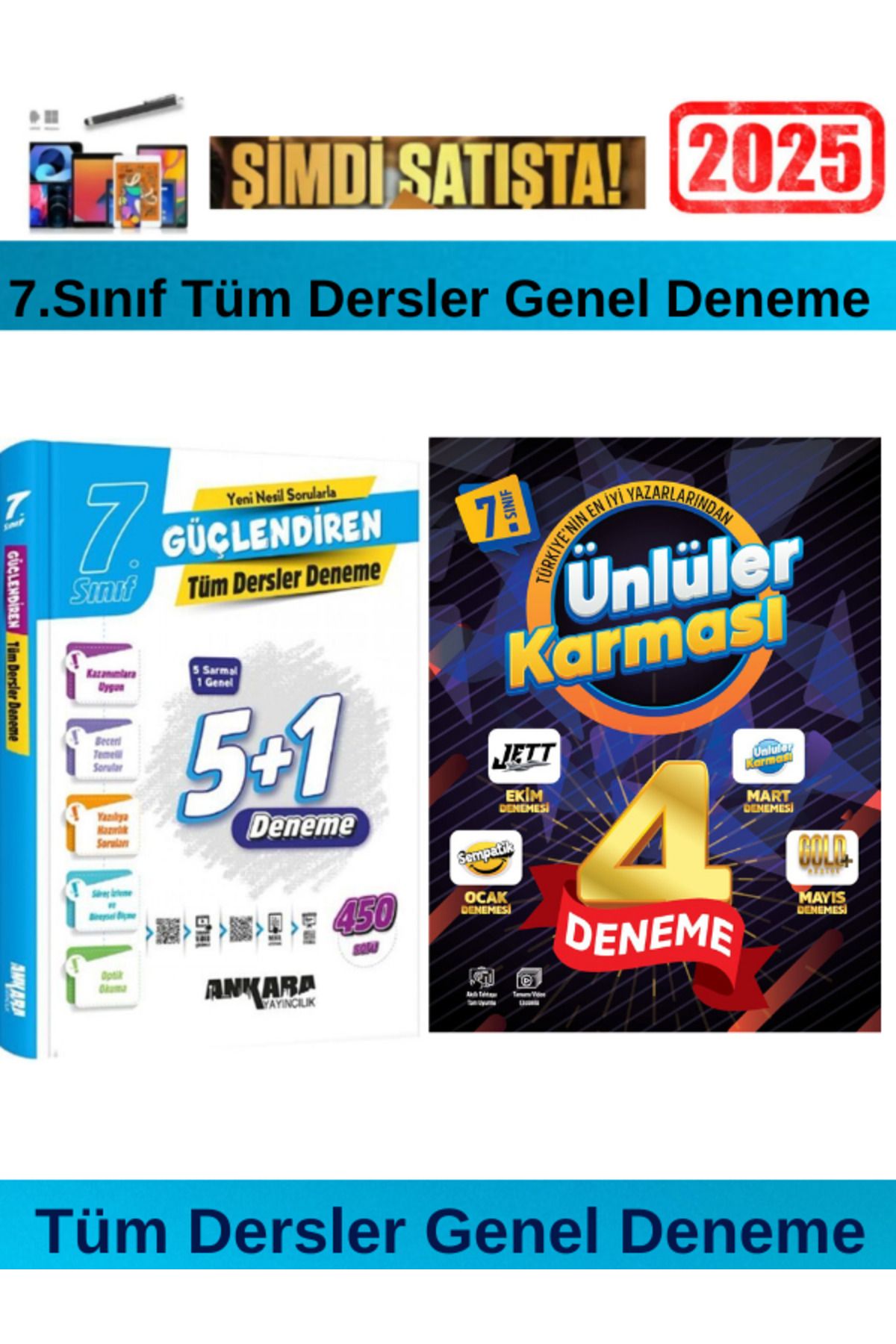 Ankara Yayıncılık 2025 7.Sınıf Güçlendiren Tüm Dersler 5+1 Deneme+Ünlüler 7.Sınıf Genel 4 Farklı Yayın Deneme+Kalem