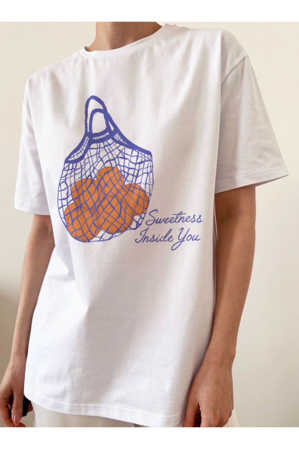 Disante Sweetness Baskılı Bisiklet Yaka Basic Trend Kadın T-shirt