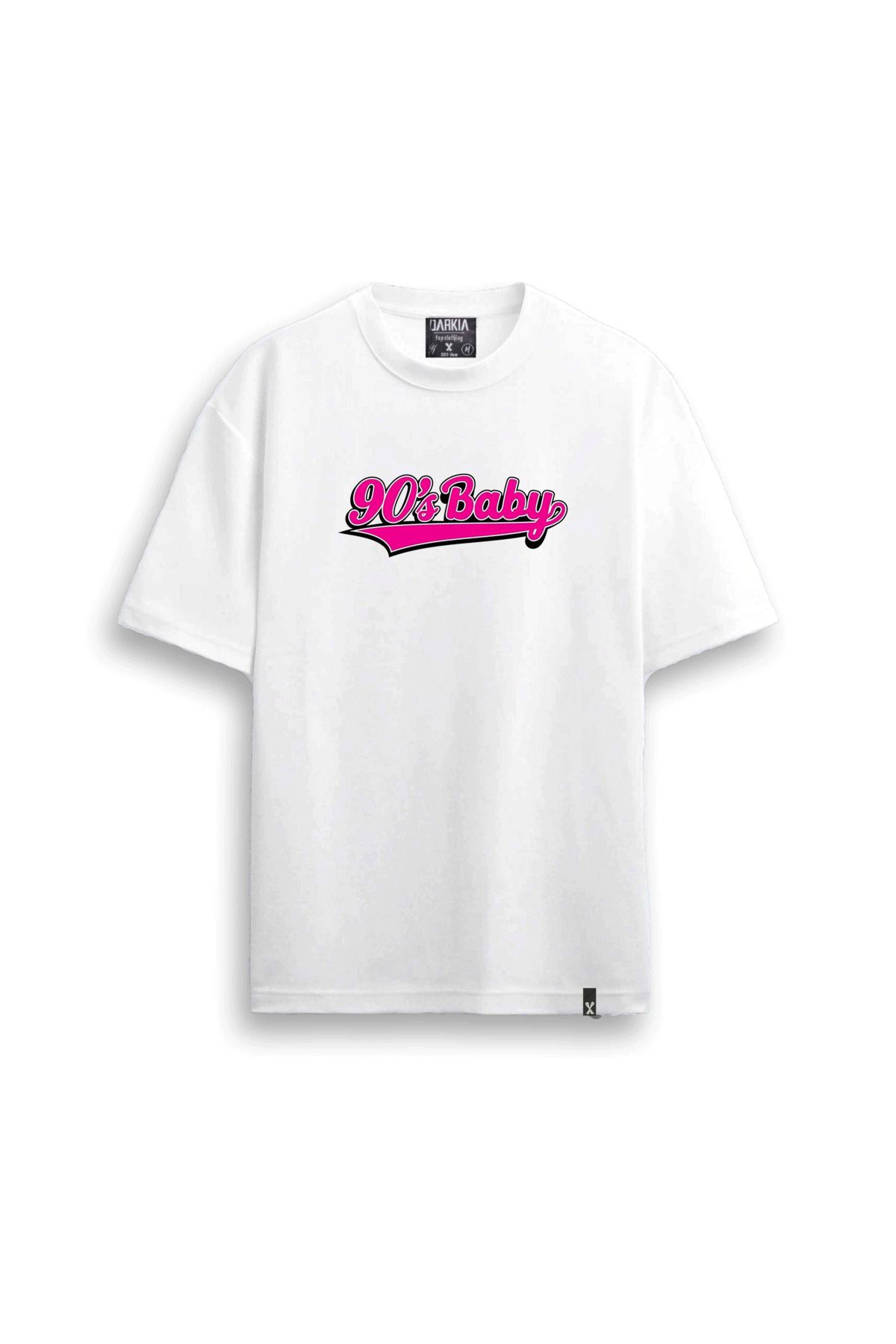 Darkia 90 Babys Baskılı Bisiklet Yaka Unisex Beyaz Tişört T-shirt