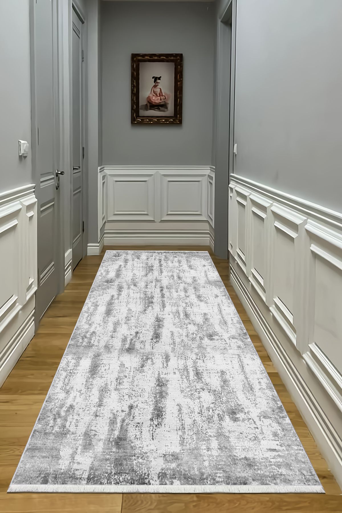 CENTER AVM Gri Yolluk Makinede Yıkanabilir Halı Kaymaz Taban Halı